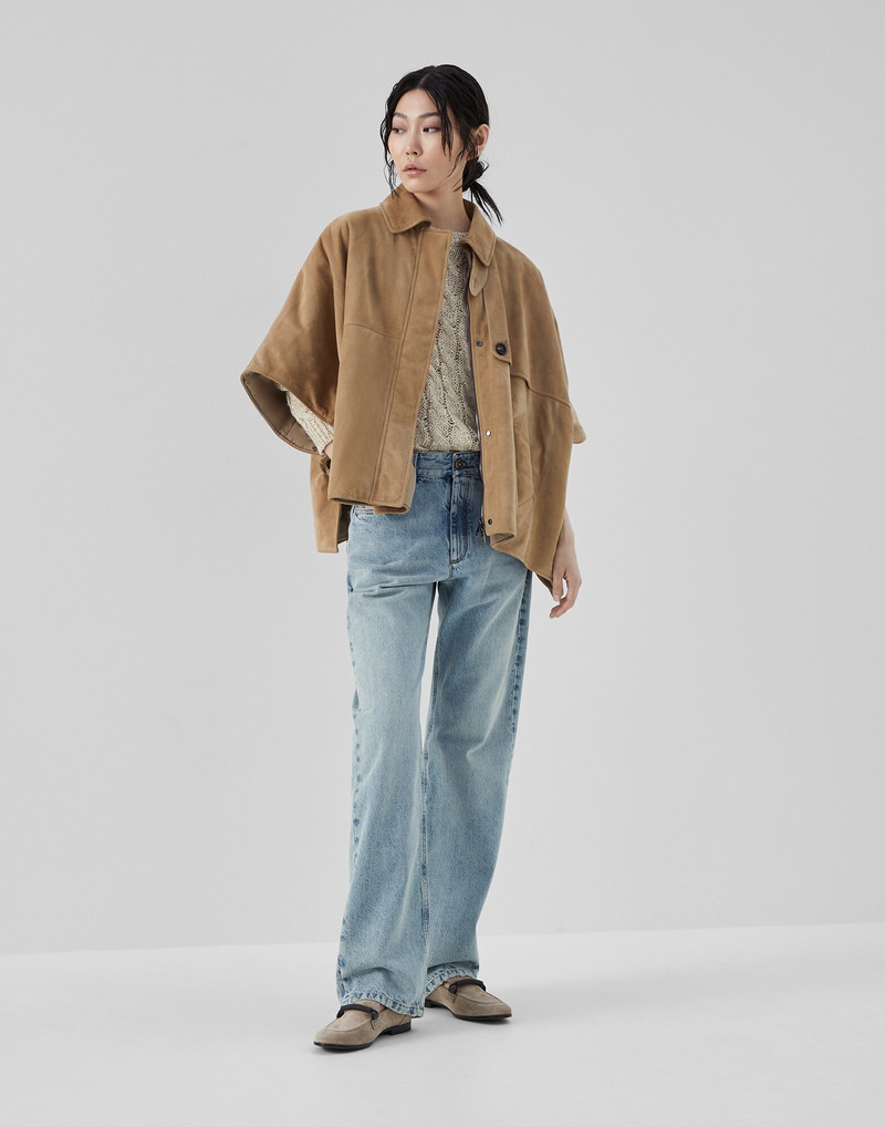 Brunello Cucinelli Authentic denim retro loose five-pocket trousers with shiny tab outlook
