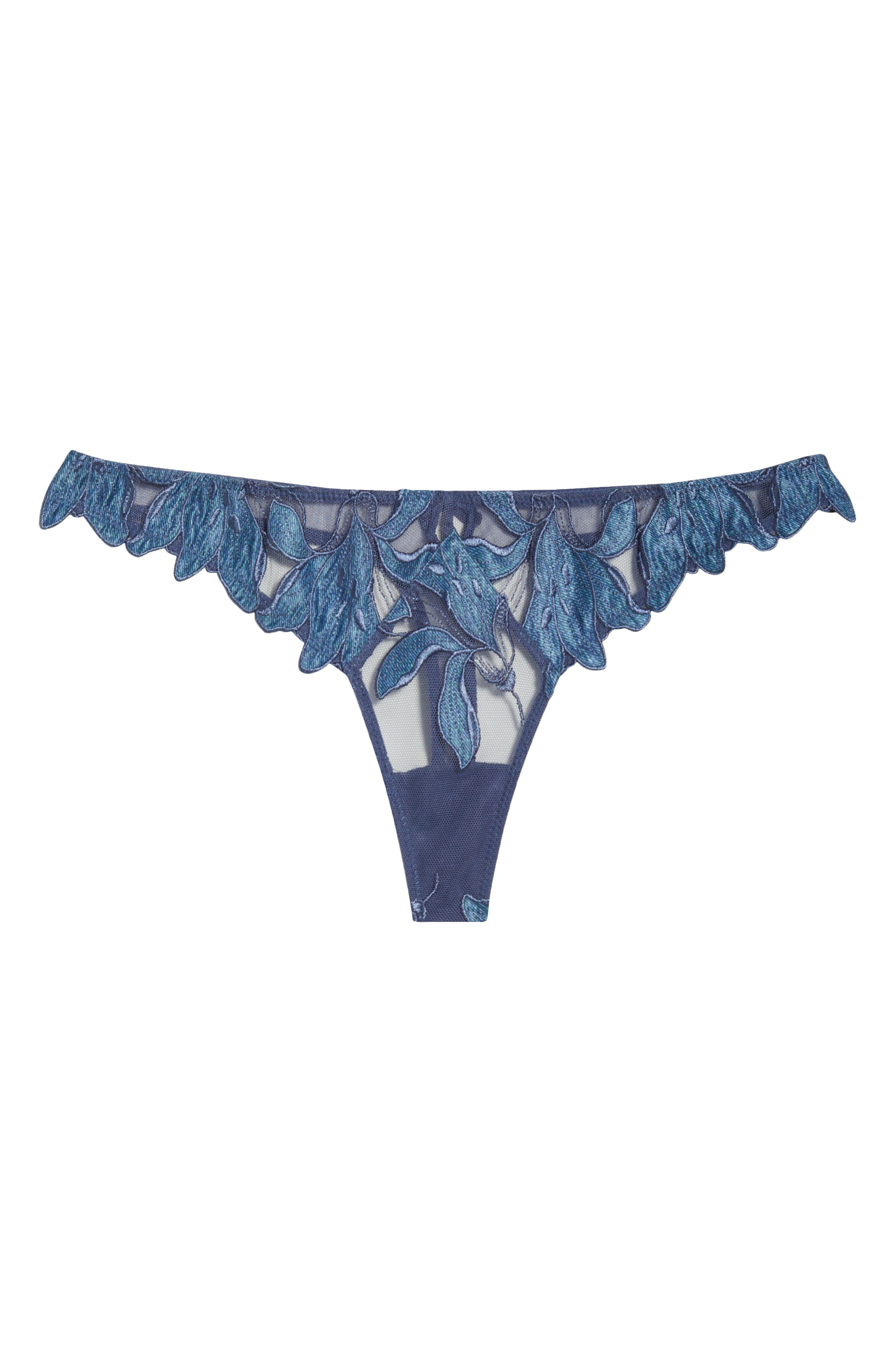 Fleur Du Mal Lily Embroidered Hipster Thong in Spring Denim at Nordstrom - 6