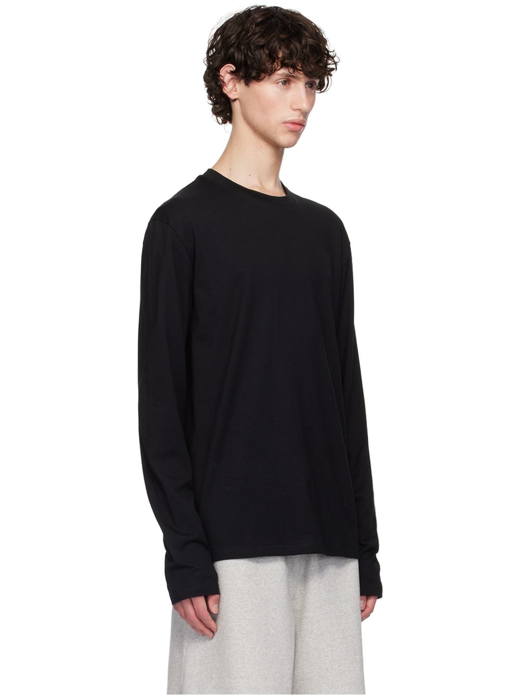 Black Crewneck Long Sleeve T-Shirt - 2