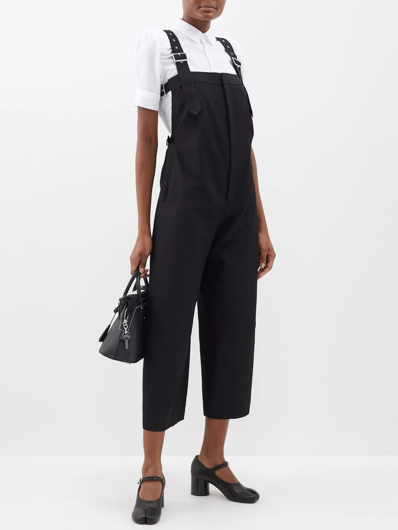 Noir Kei Ninomiya Square-neck cotton-blend gabardine jumpsuit outlook