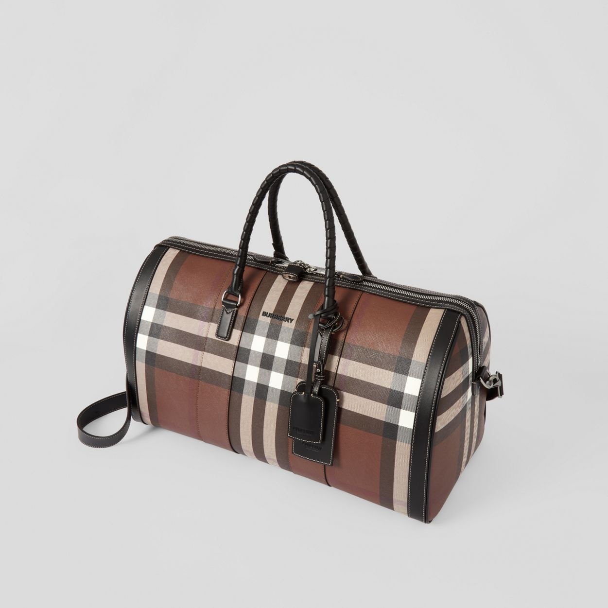Logo Detail Check and Leather Holdall - 4