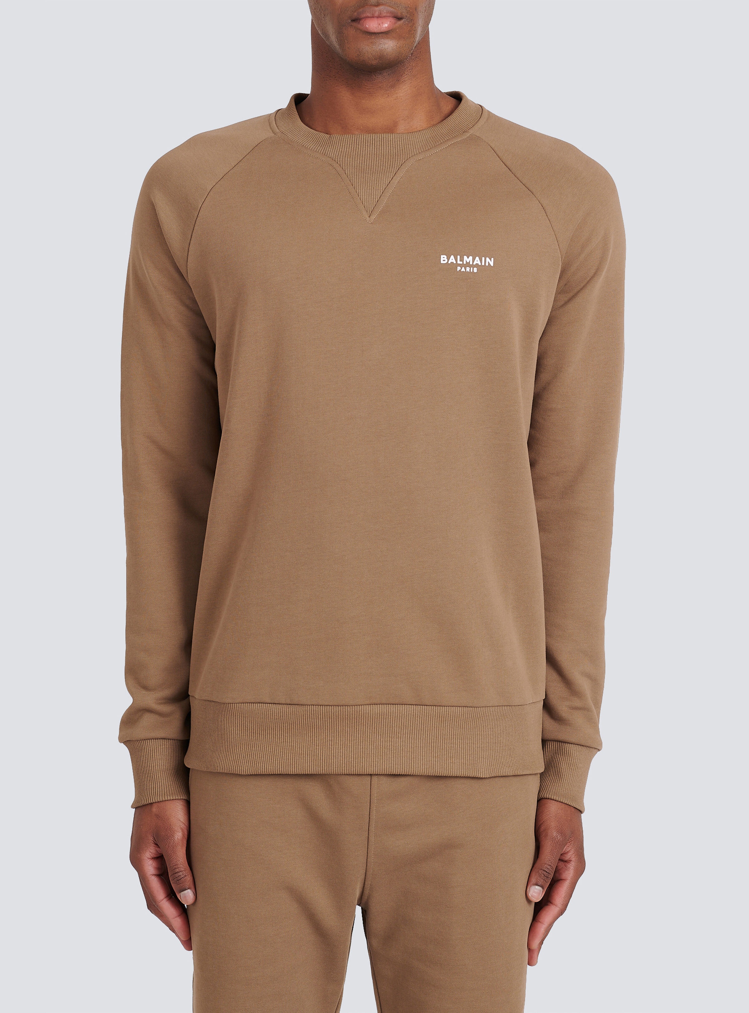 Eco-designed cotton sweatshirt with small flocked Balmain Paris logo - 6