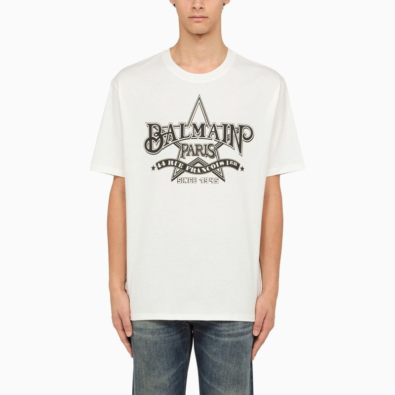 Balmain White Crew-Neck T-Shirt With Logo Men - 1