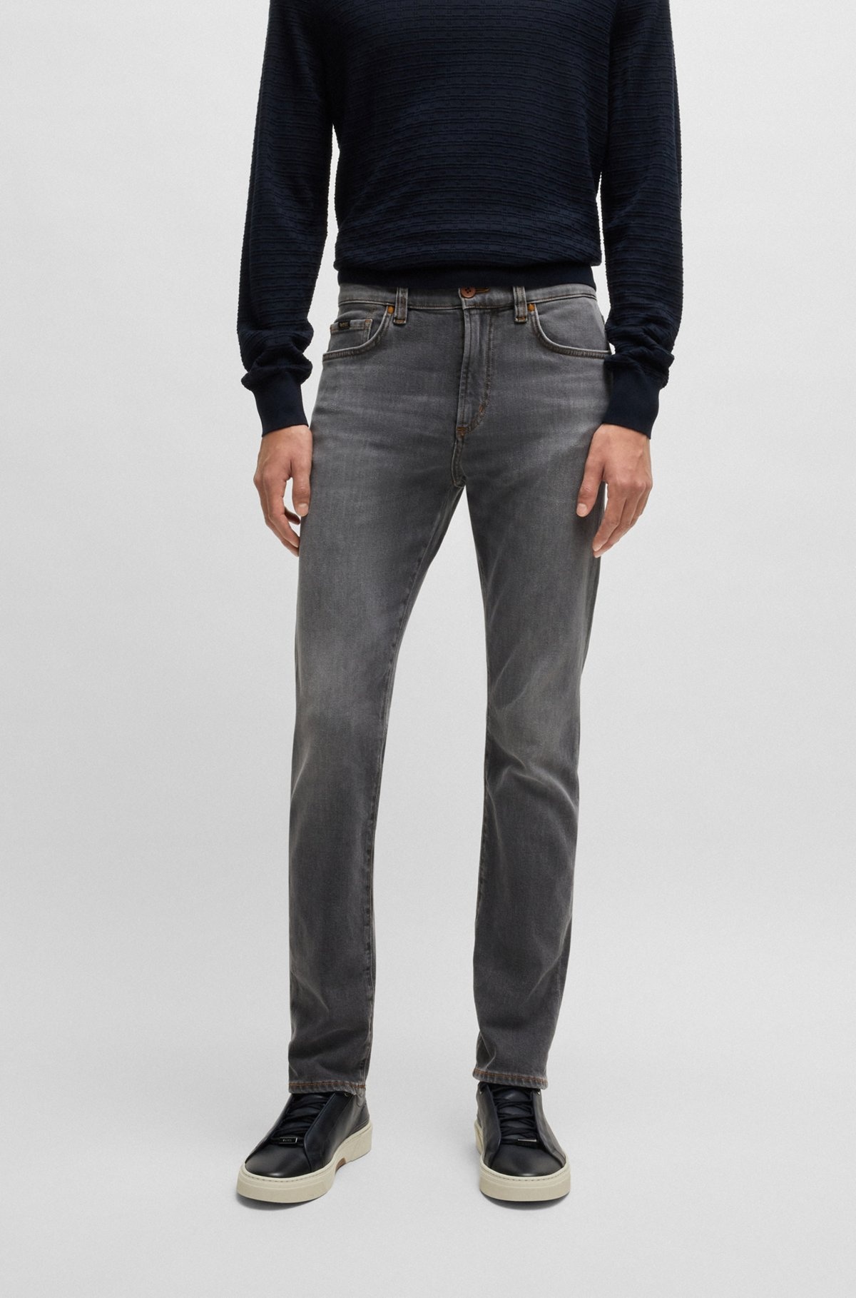 SLIM-FIT JEANS IN CHARCOAL STRETCH DENIM WITH CASHMERE - 2