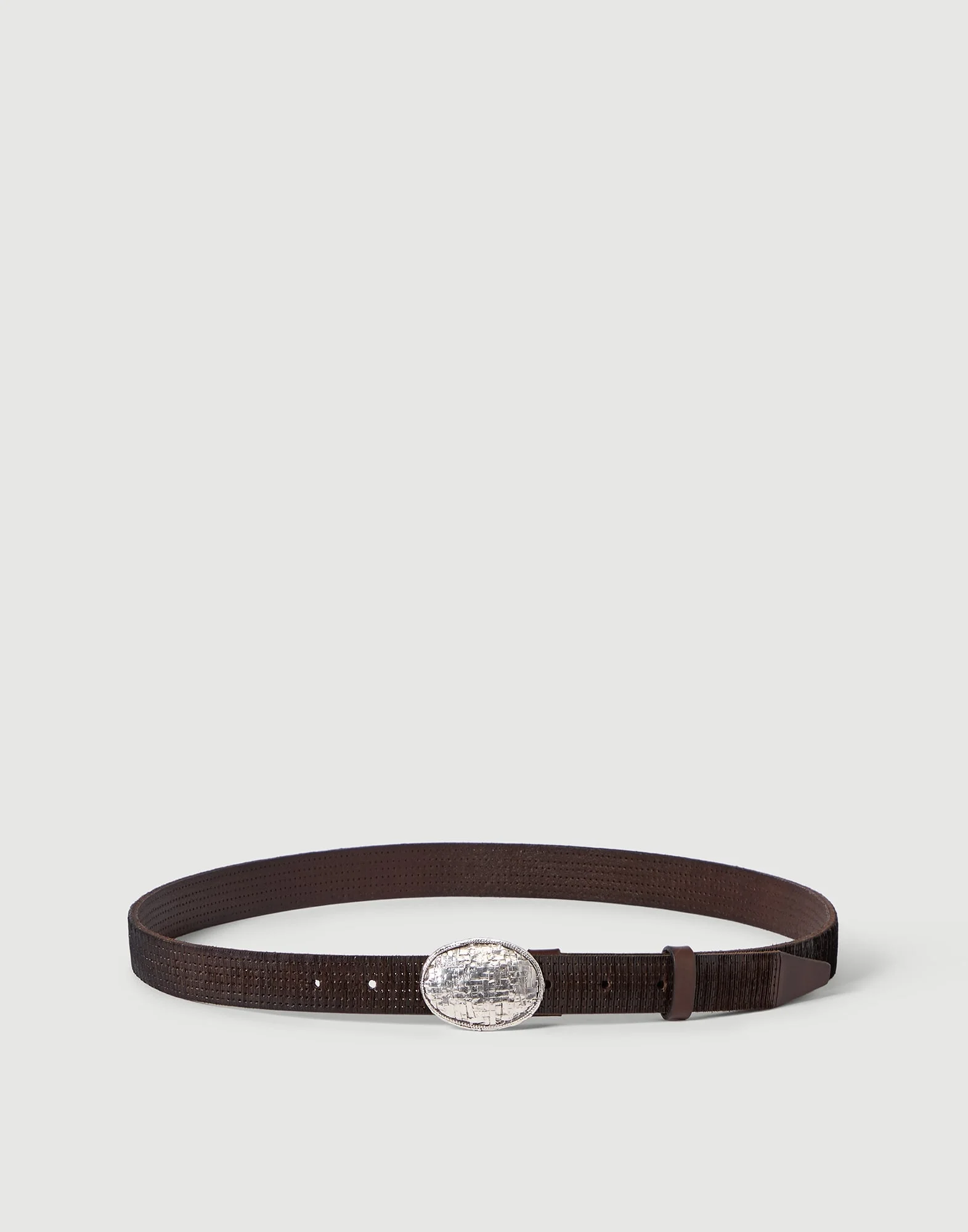 Textured calfskin belt with braided metal buckle - 1