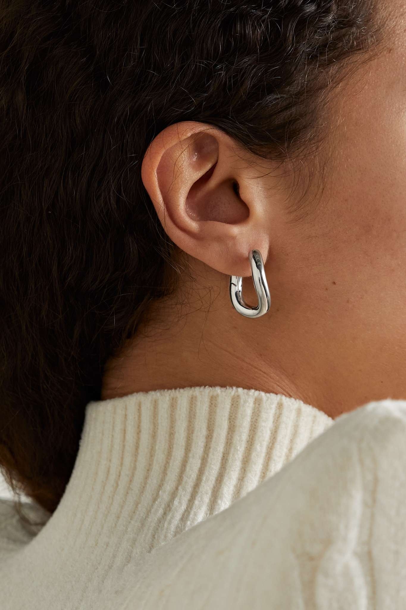 BALENCIAGA Loop XS silver-tone hoop earrings | netaporter | REVERSIBLE