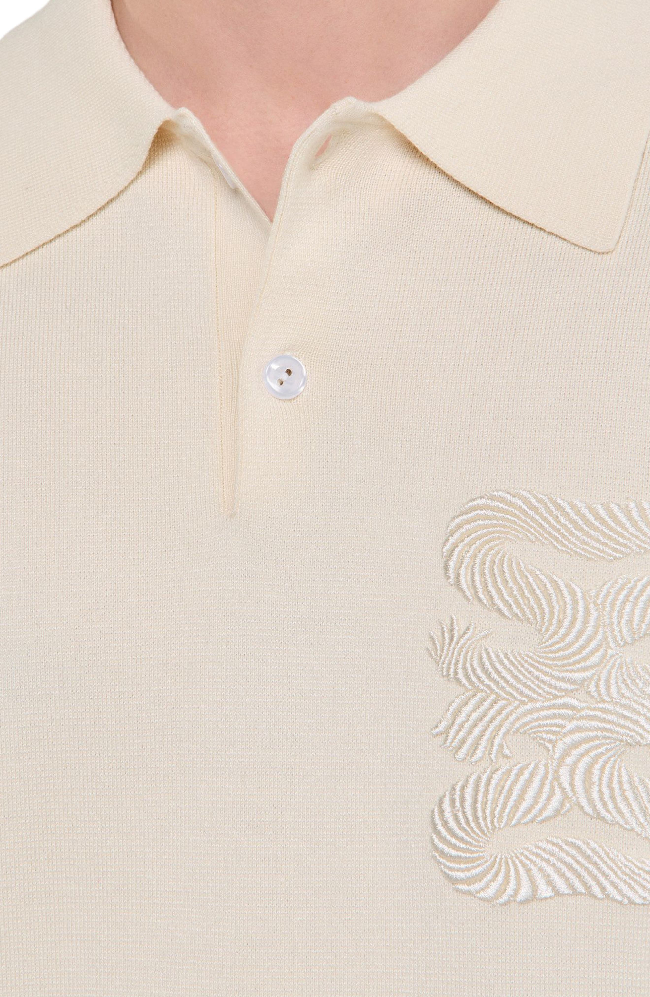 SANDRO Polo with rope embroidery in Butter Cream at Nordstrom - 4