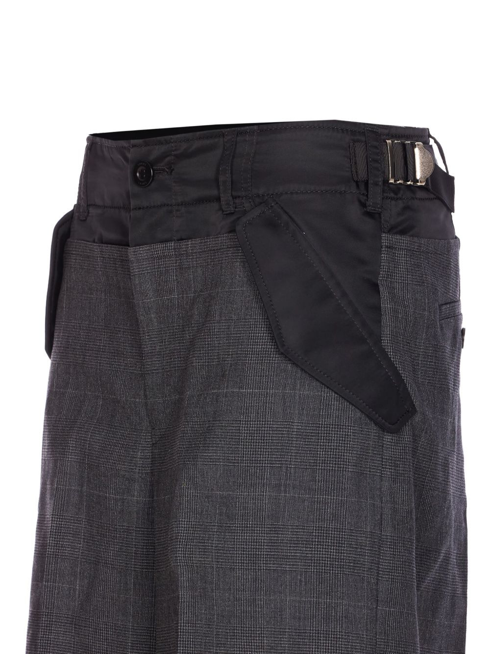 check-pattern buckle trousers - 4