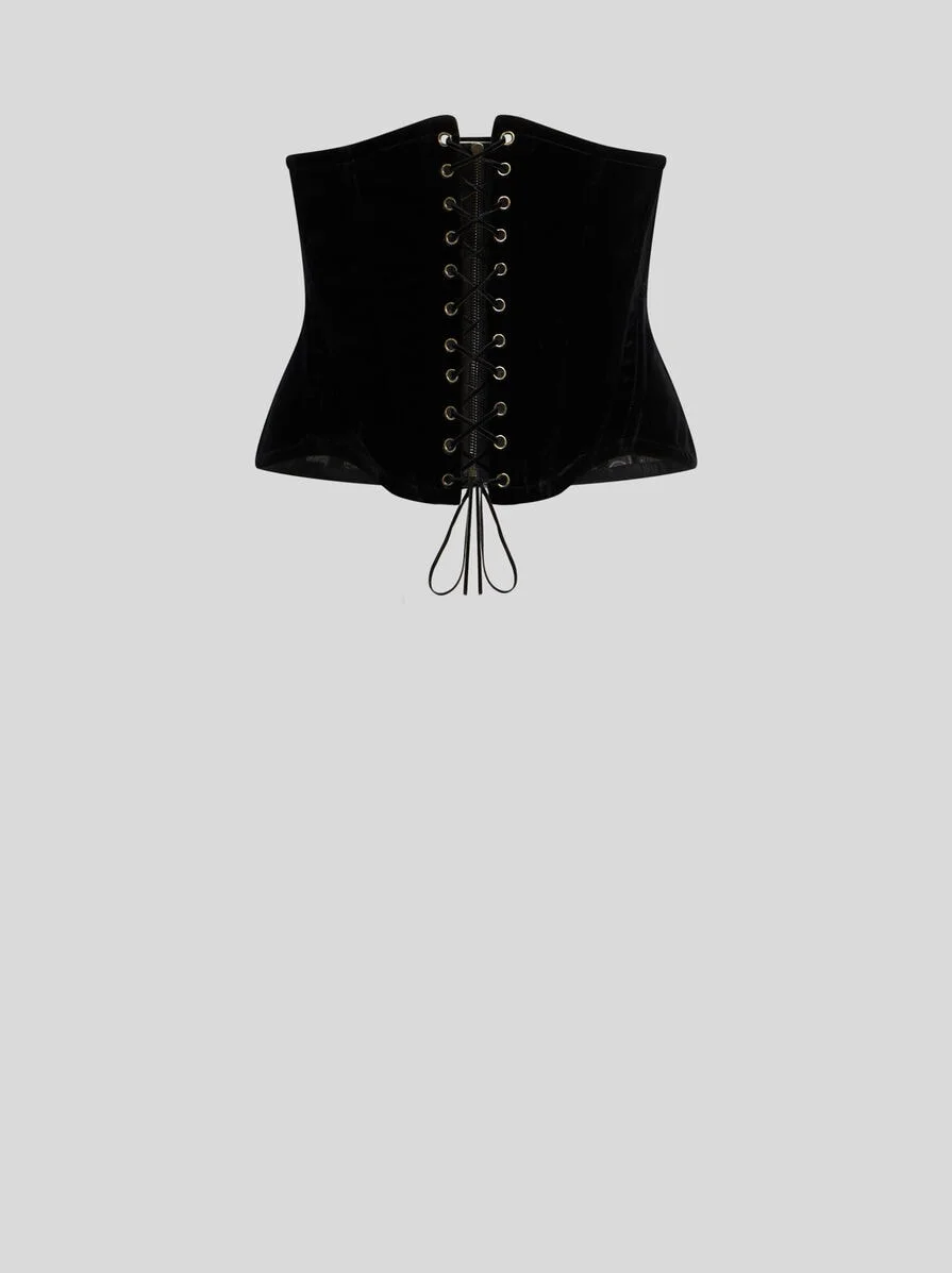 STRETCH COTTON VELVET CORSET BELT - 1