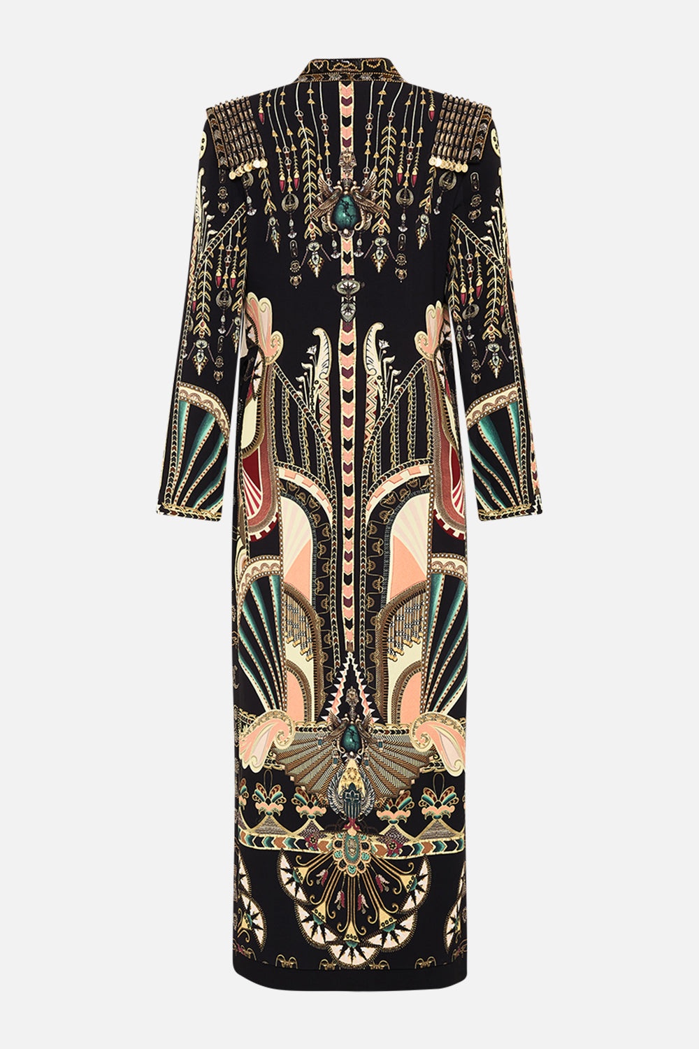 HAND EMBELLISHED CROSS OVER COAT - 8