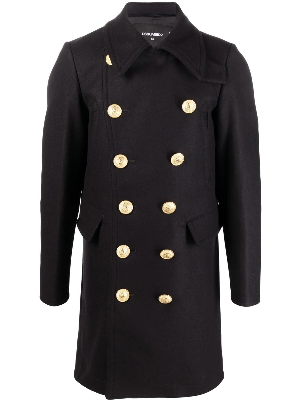 double-breasted wool coat - 1