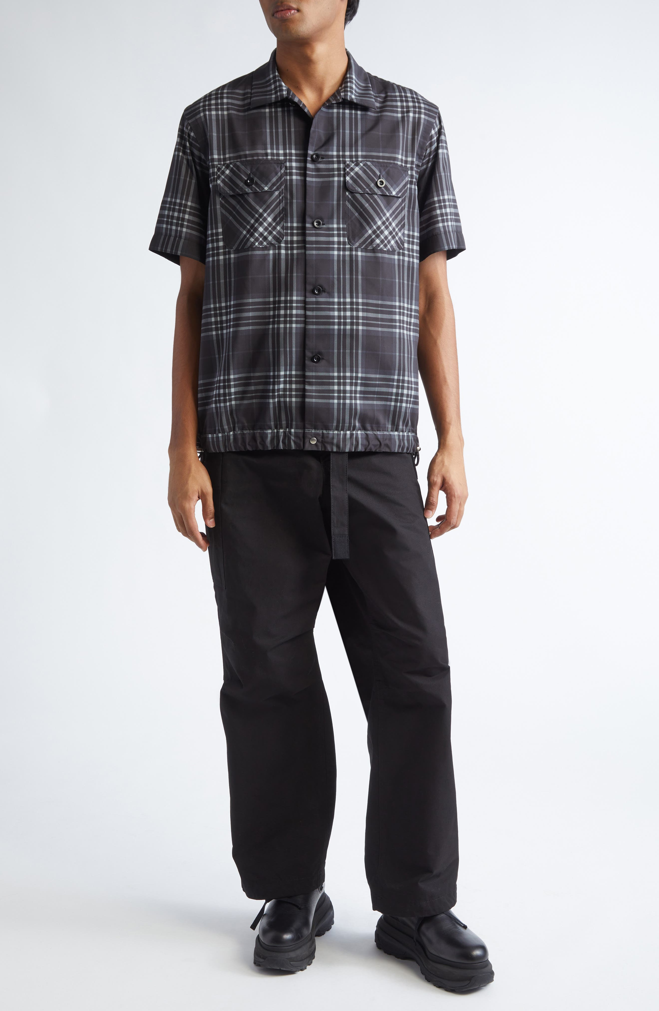 Sacai Belted Cotton & Nylon Ripstop Cargo Pants in Black at Nordstrom - 2