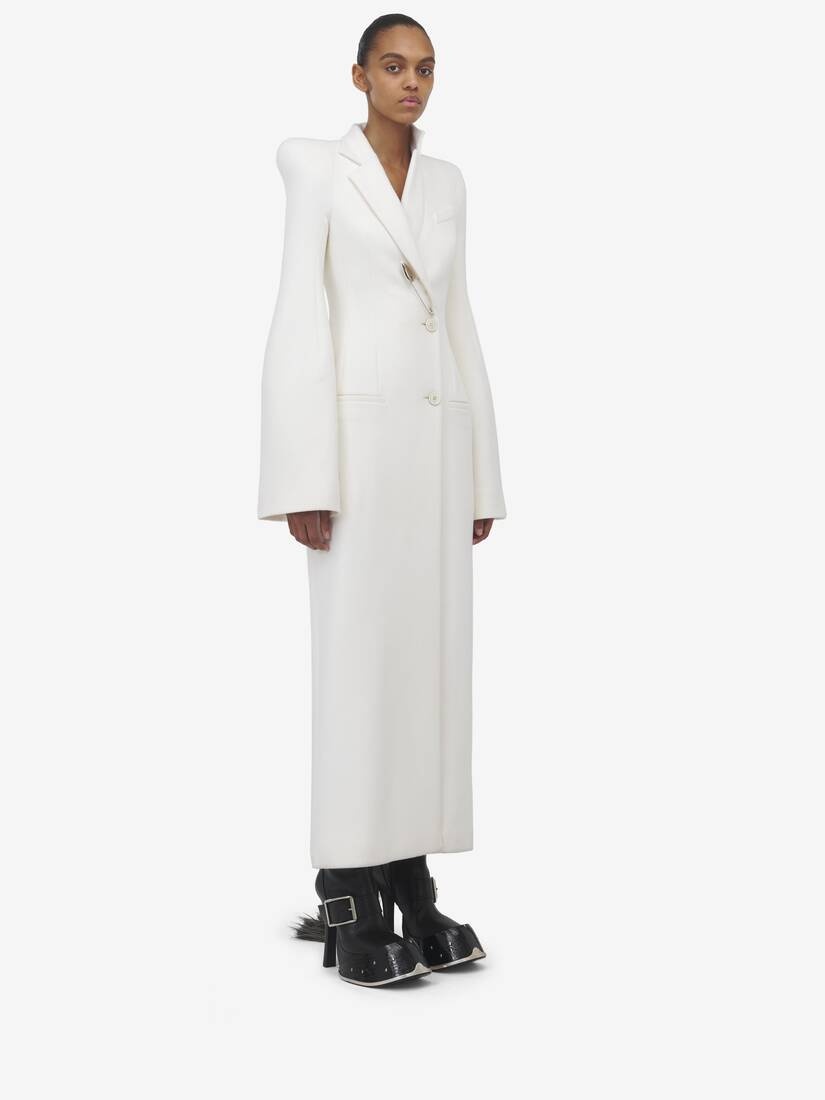 Moulded Shoulder Double-breasted Coat - 3
