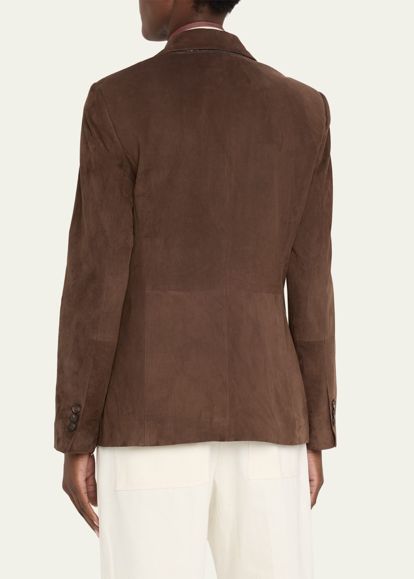 Suede Single-Breasted Blazer Jacket - 3