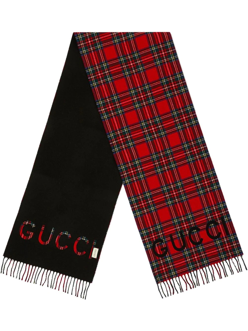 tartan print logo scarf  - 1