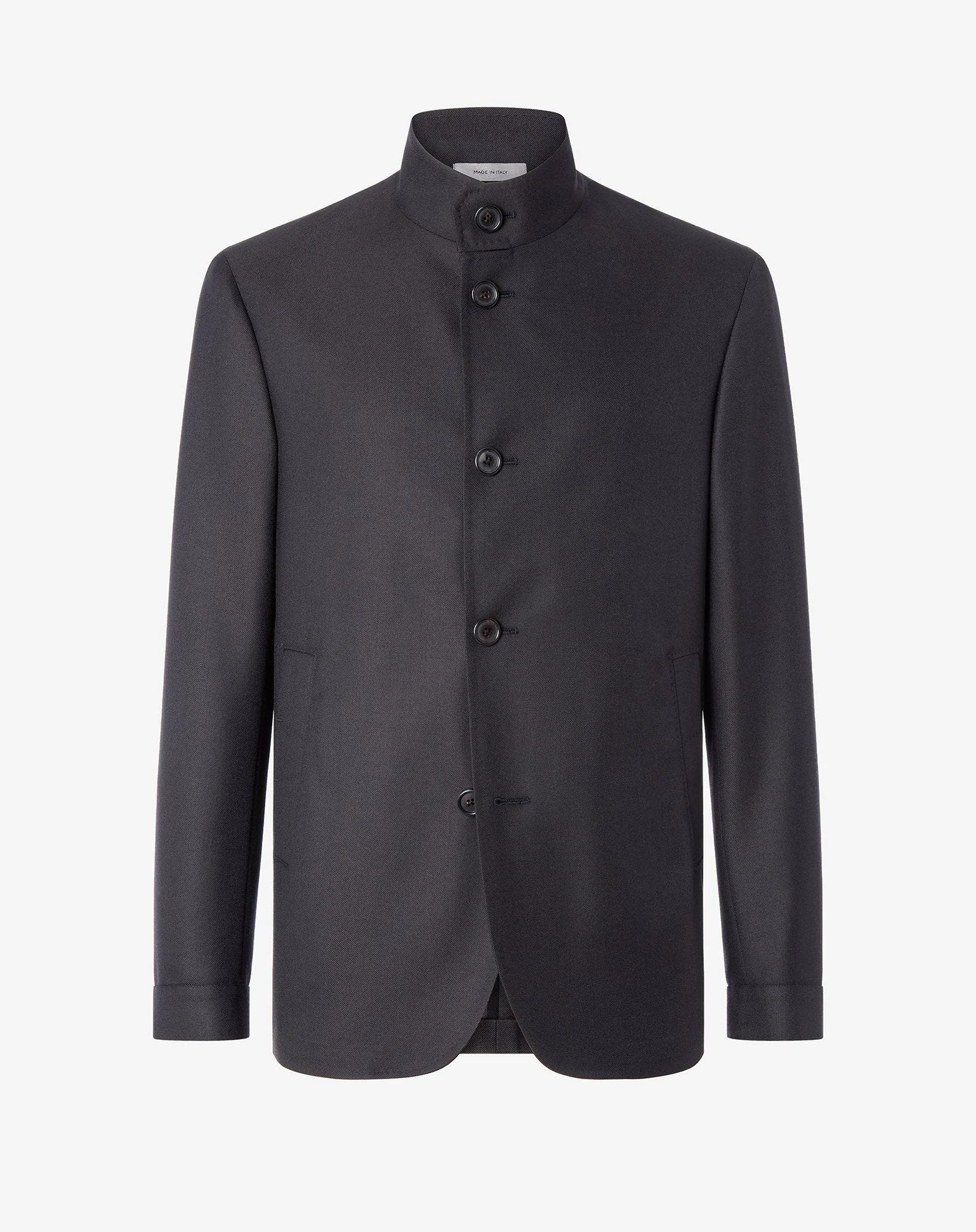 Dark brown pure wool shirt jacket - 1