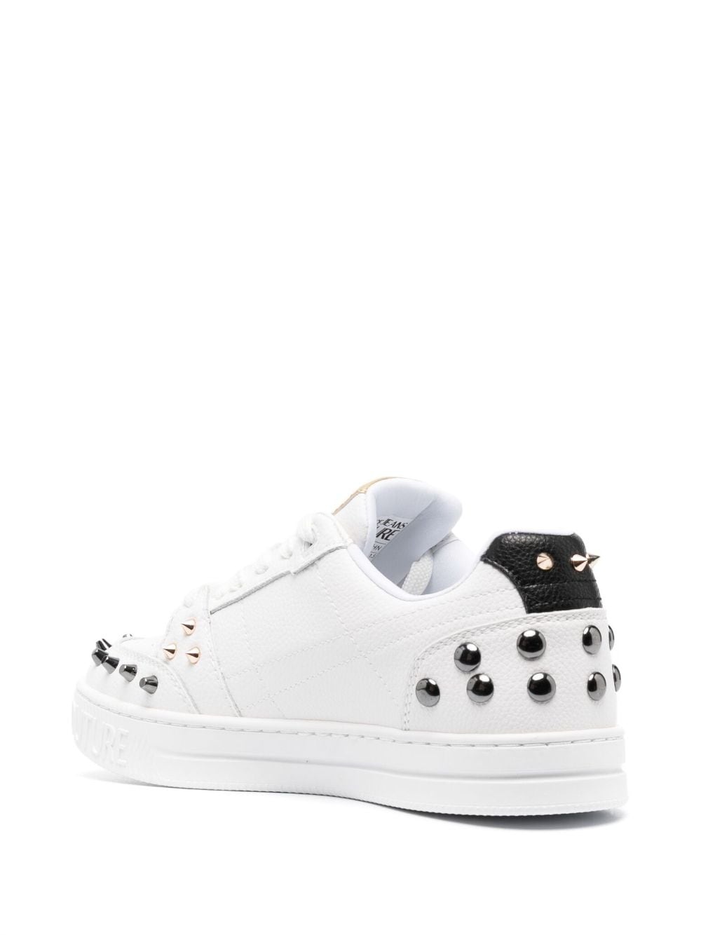 spiked stud-design leather sneakers - 3