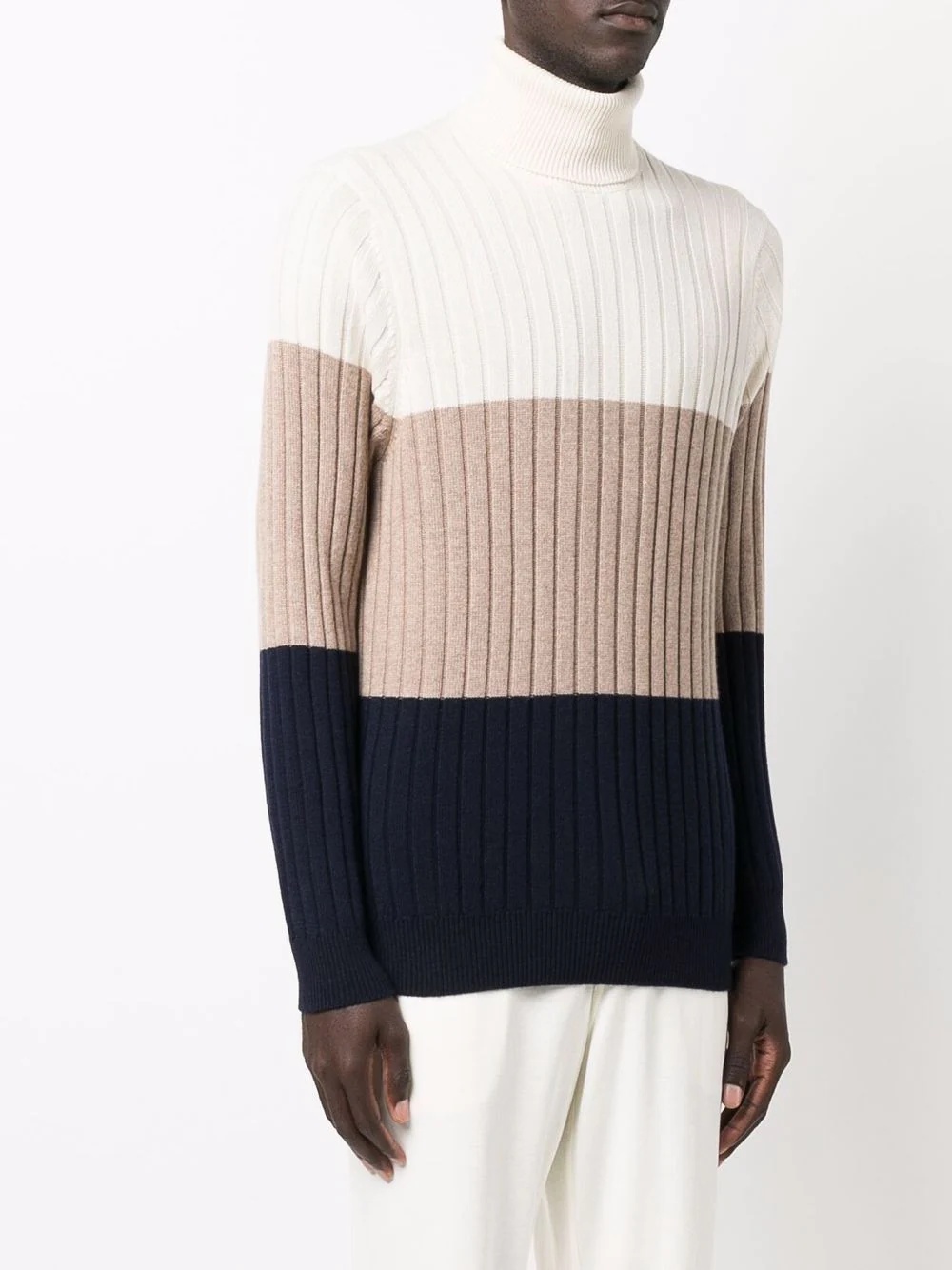 ribbed colour block roll-neck jumper - 3