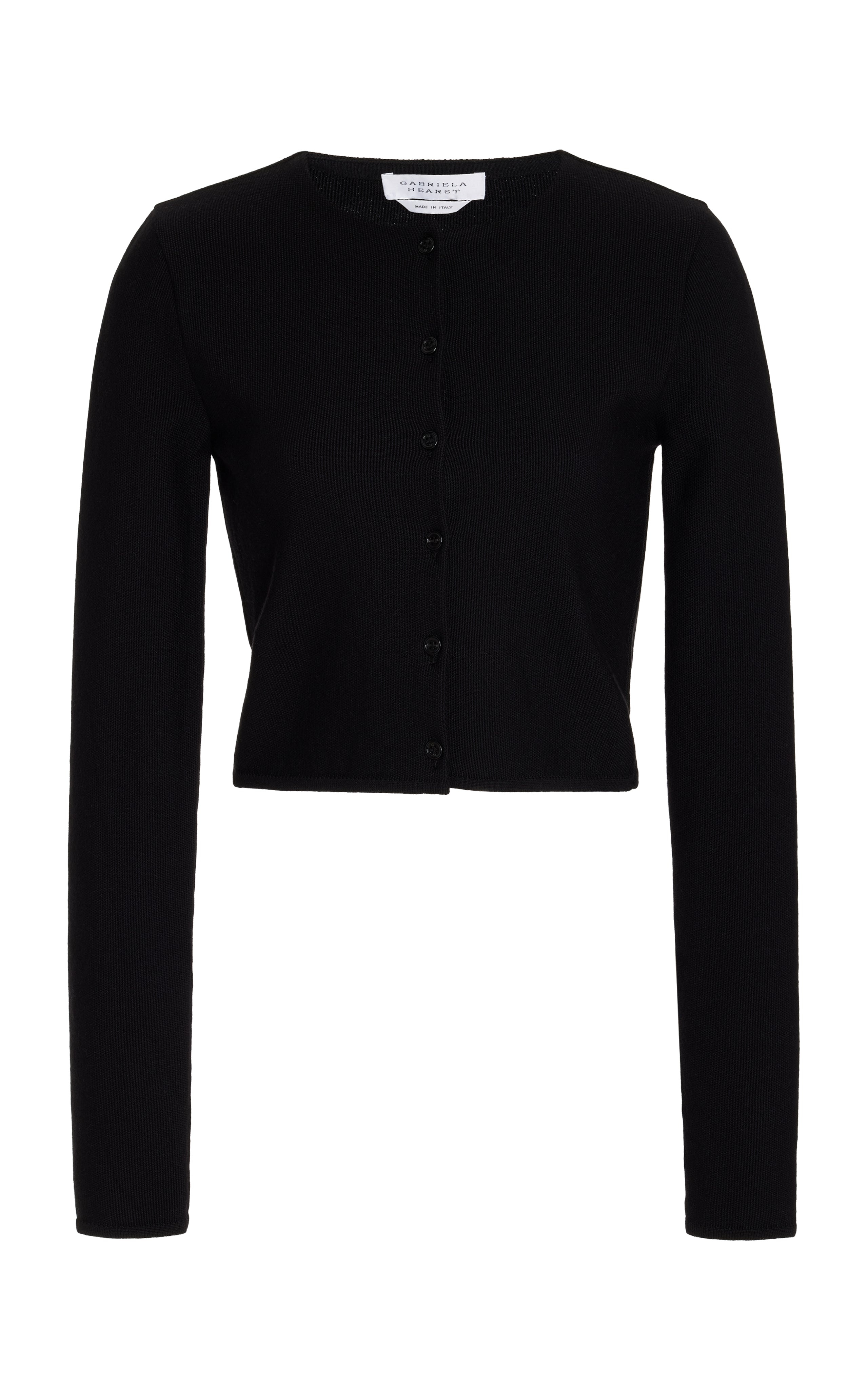 Katia Knit Cardigan in Black Merino Wool - 1