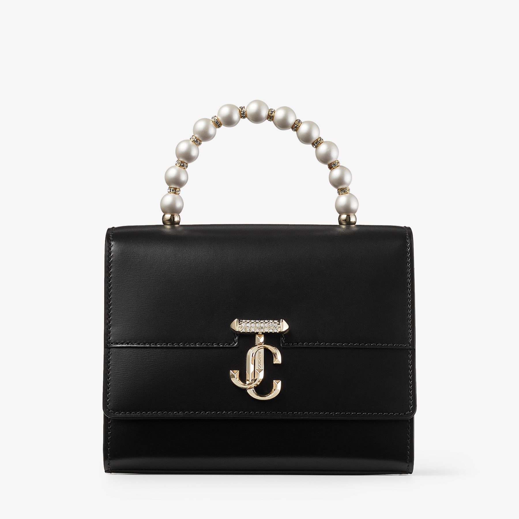 Avenue Top Handle/S
Black Box Leather Top Handle Bag with Pearls - 1