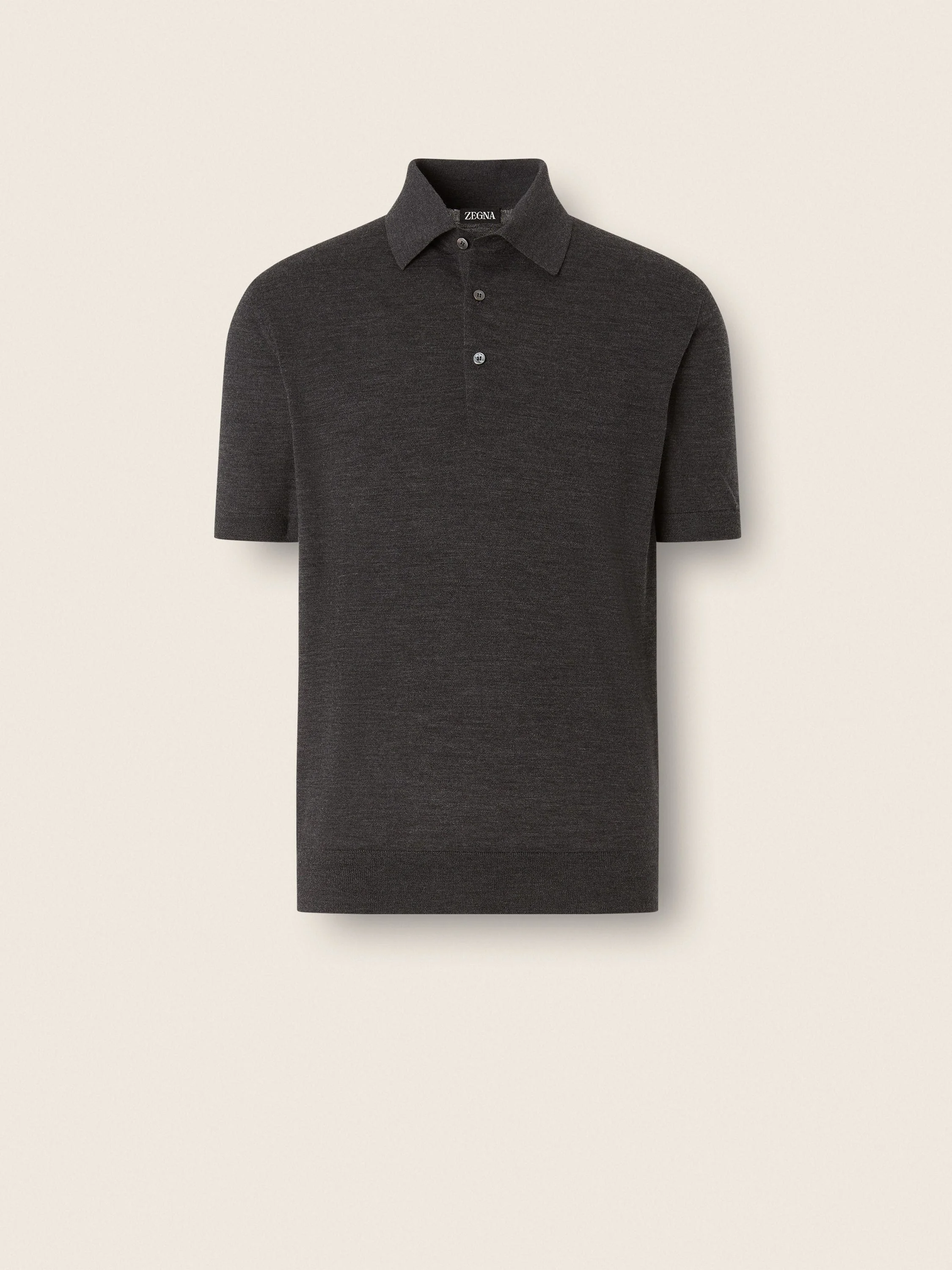 DARK GREY MÉLANGE TROFEO 15MILMIL15 WOOL POLO SHIRT - 1