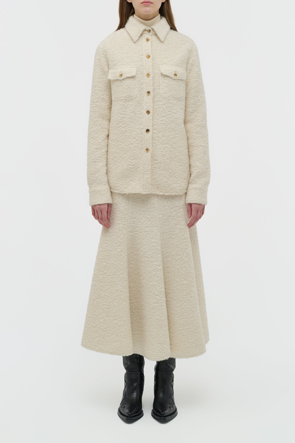 John Austin Shirt in Ivory Recycled Cashmere Boucle - 2