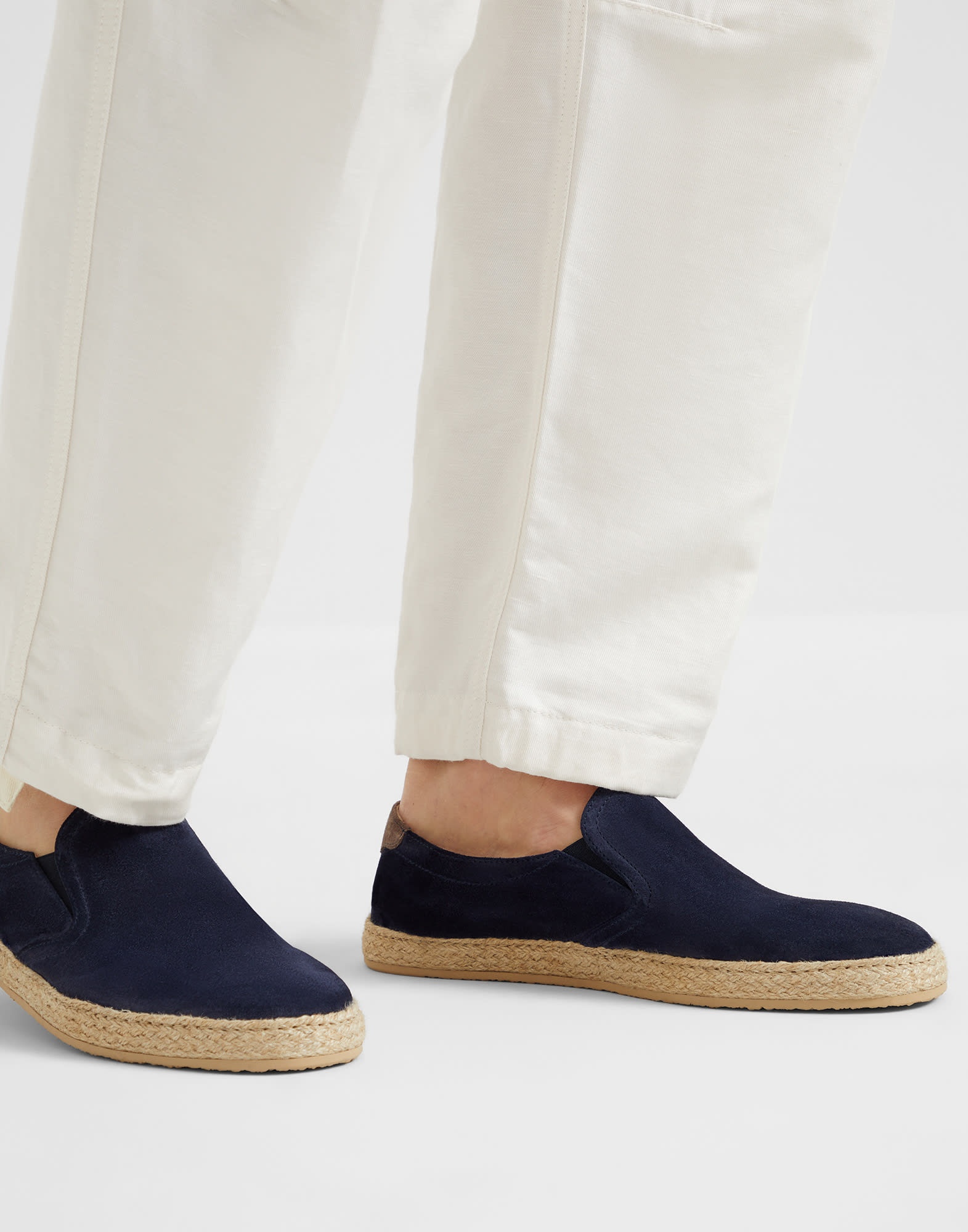 Washed suede slip-ons with rope insert - 4