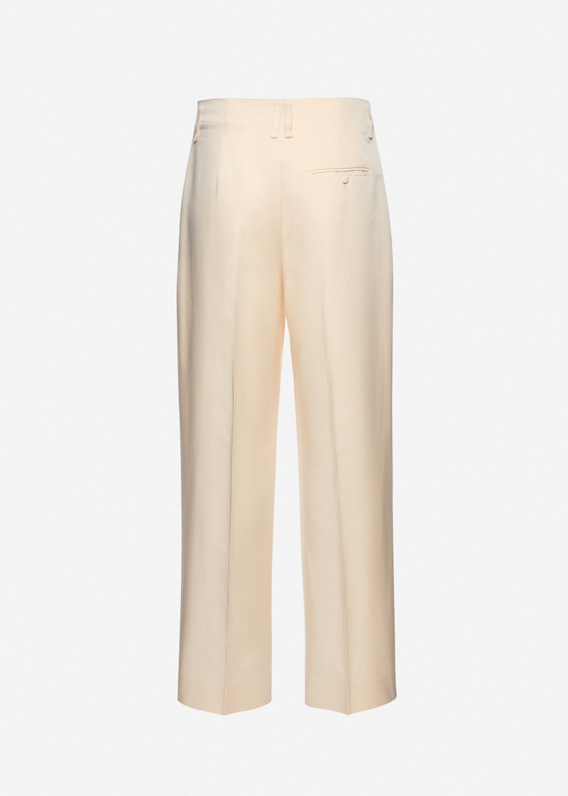 Tapered cotton and silk trousers in cream 2