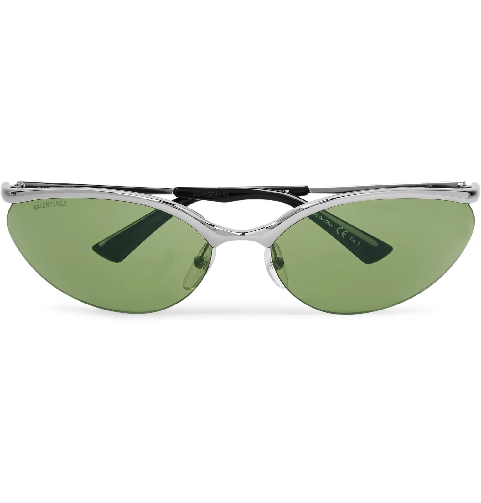 Oval-Frame Silver-Tone Metal Sunglasses - 1