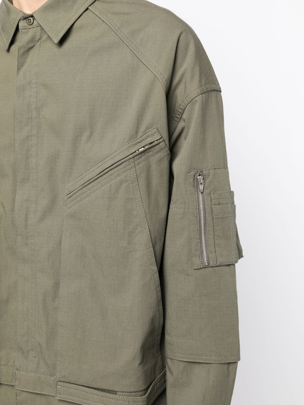tilted zip-pockets shirt jacket - 5