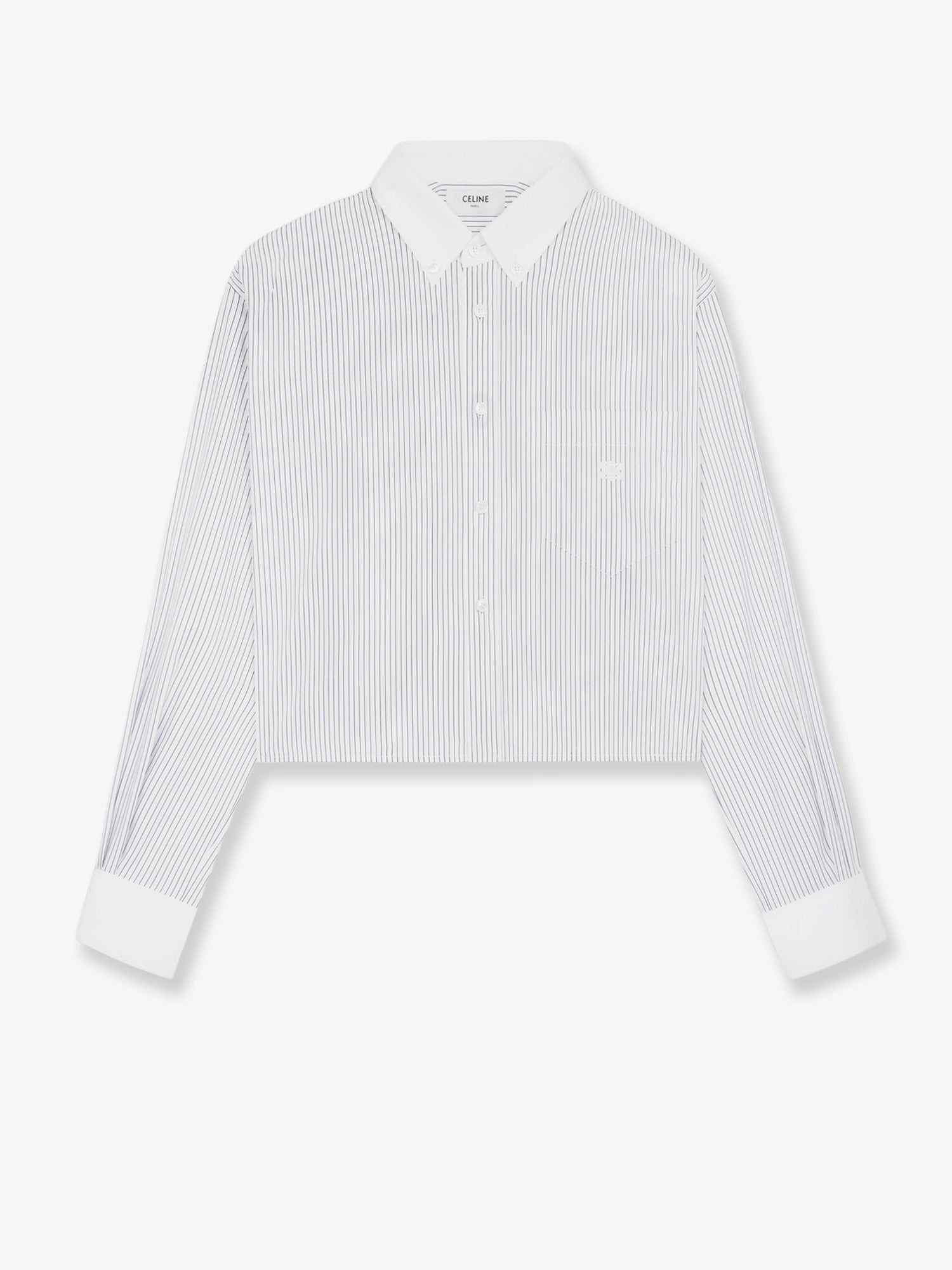 Celine Women Cropped Cotton Shirt With Striped Motif - 1