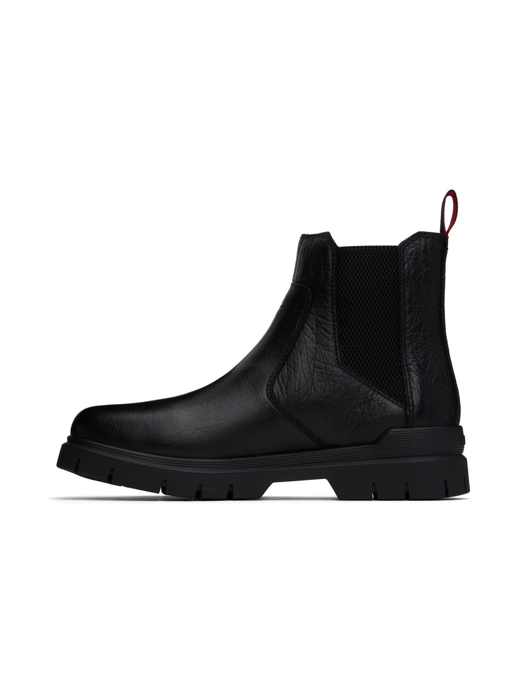 Black Grained Leather Chelsea Boots - 3