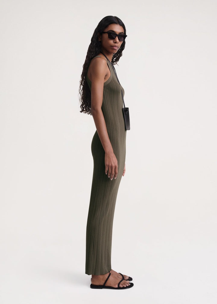 Seamless rib tank dress faded olive - 3