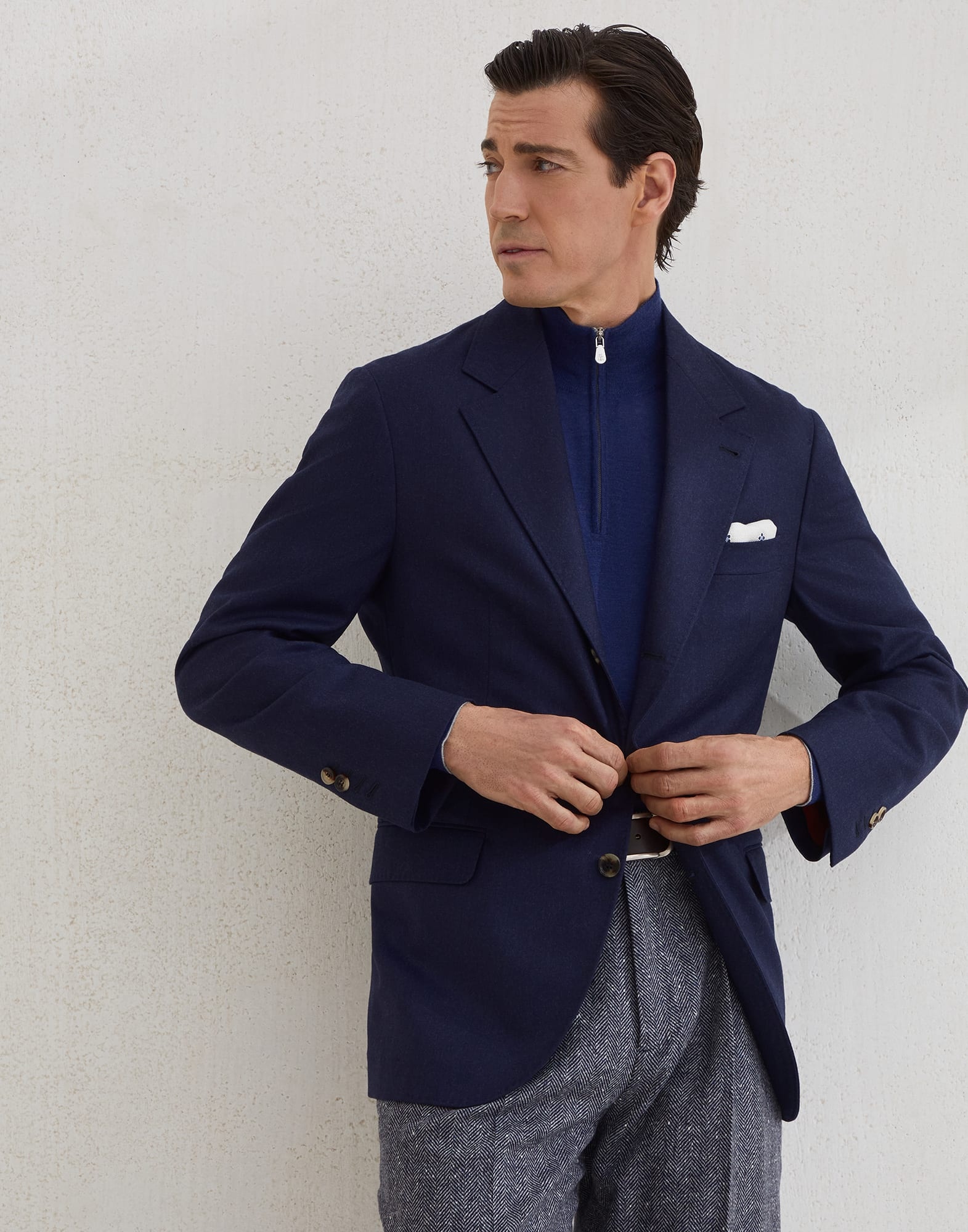 Cashmere, silk and linen lightweight sweater with half zip - 4