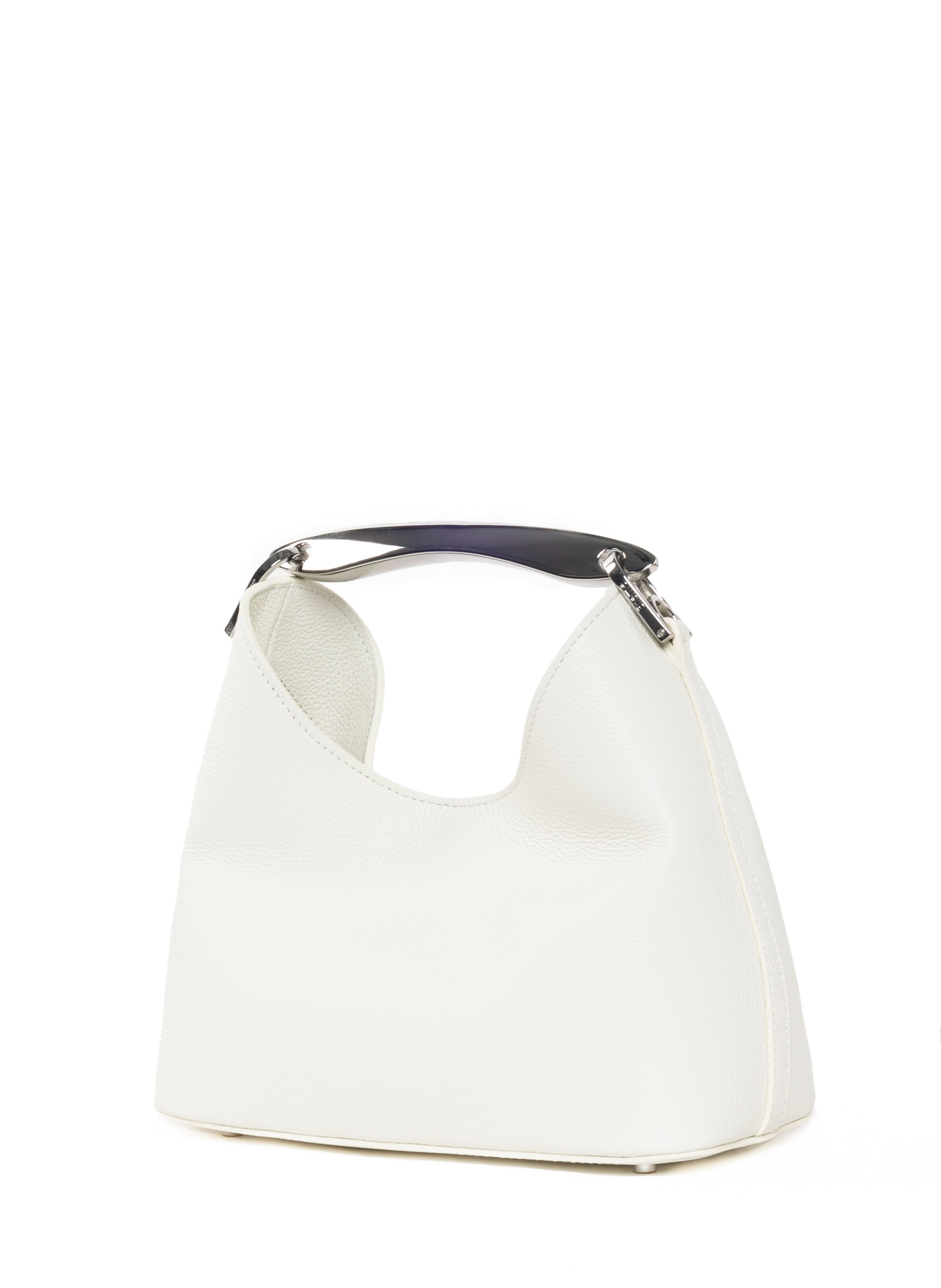 Small Boomerang Pebbled Leather White - 3