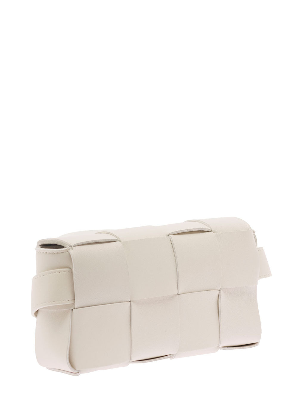 Bottega Veneta Women 'Casettte' Mini White Belt Bag With Intreccio Motif In Smooth Leather Woman - 2