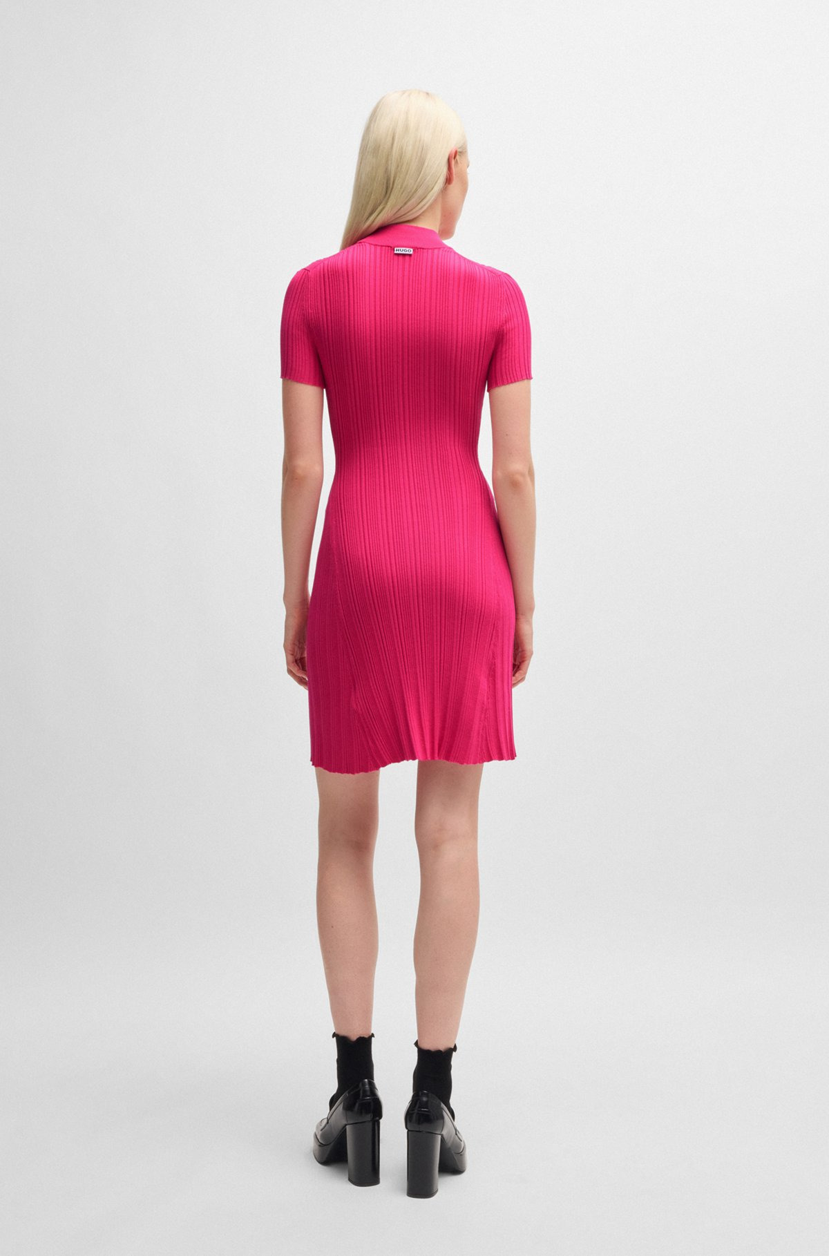 SLIM-FIT DRESS IN IRREGULAR-RIB CREPE - 5