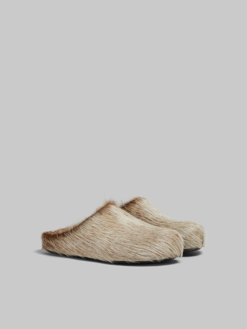 BEIGE LONG HAIR CALFSKIN FUSSBETT SABOT - 2