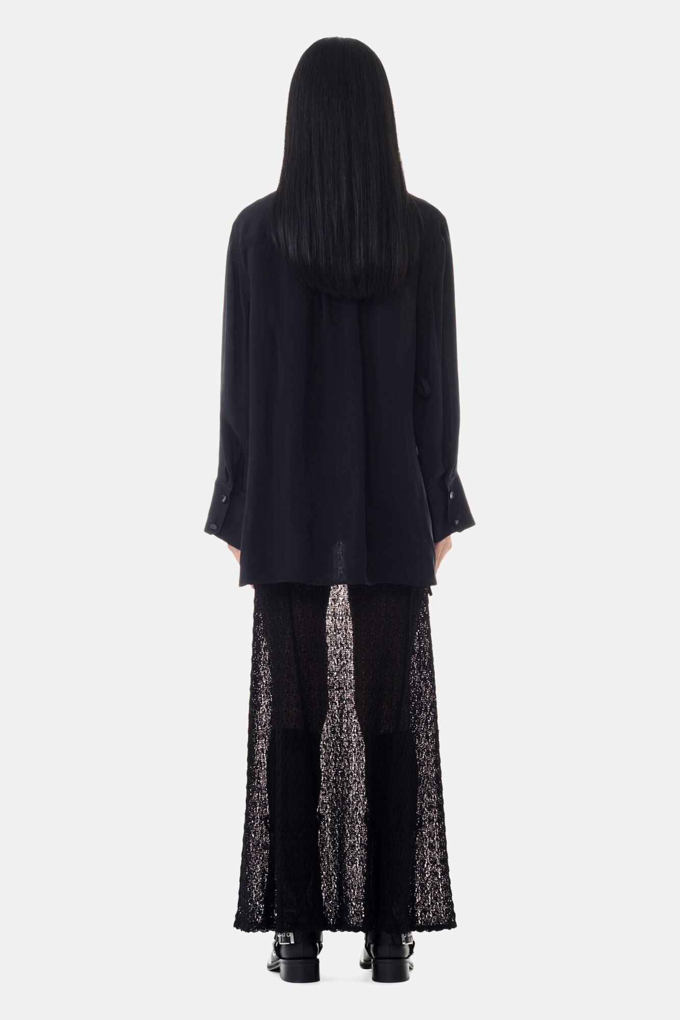 BLACK VISCOSE HABOTAI OVERSIZED SHIRT - 5