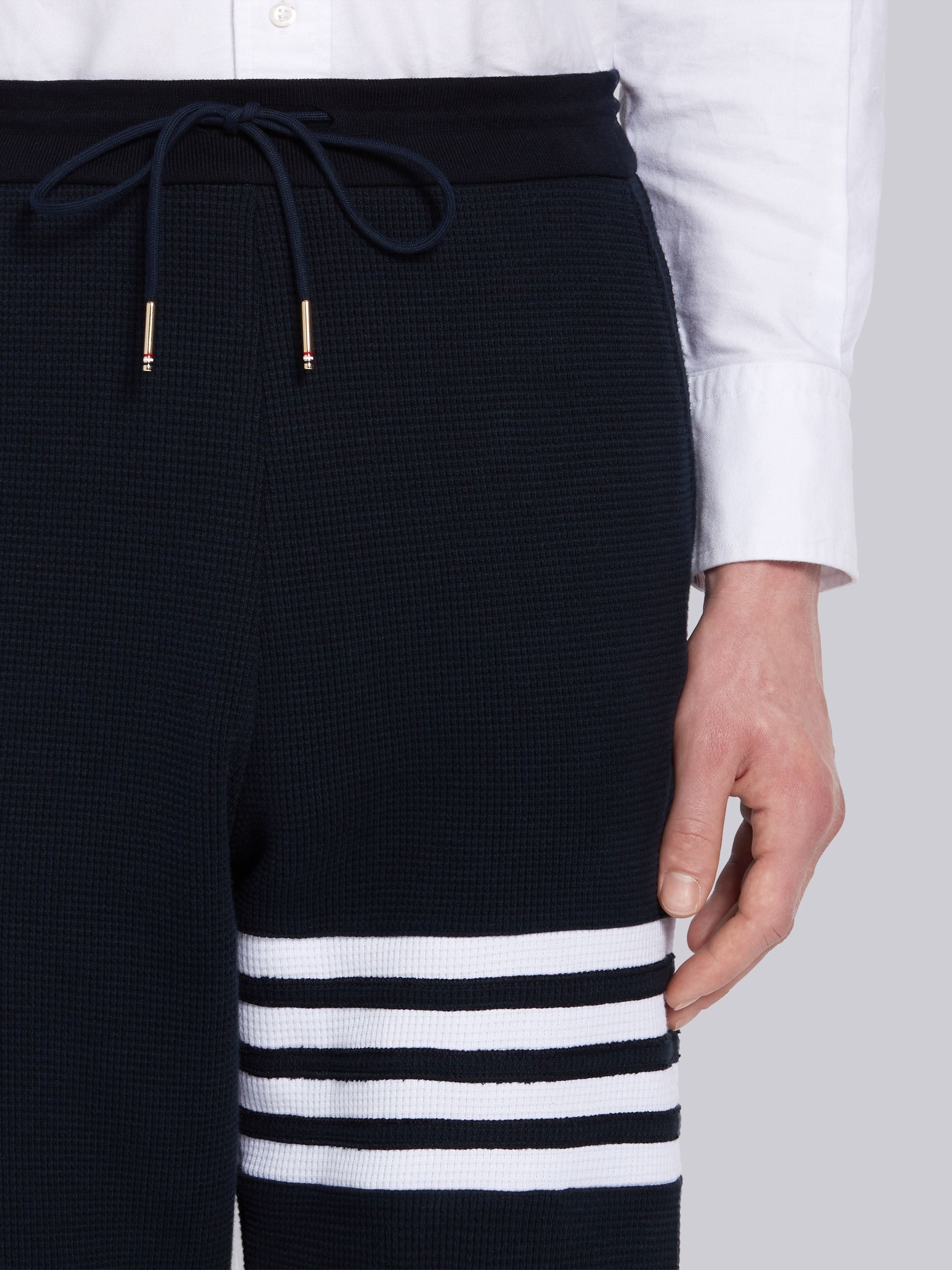 Navy Waffle 4-Bar Stripe Sweatpants - 5