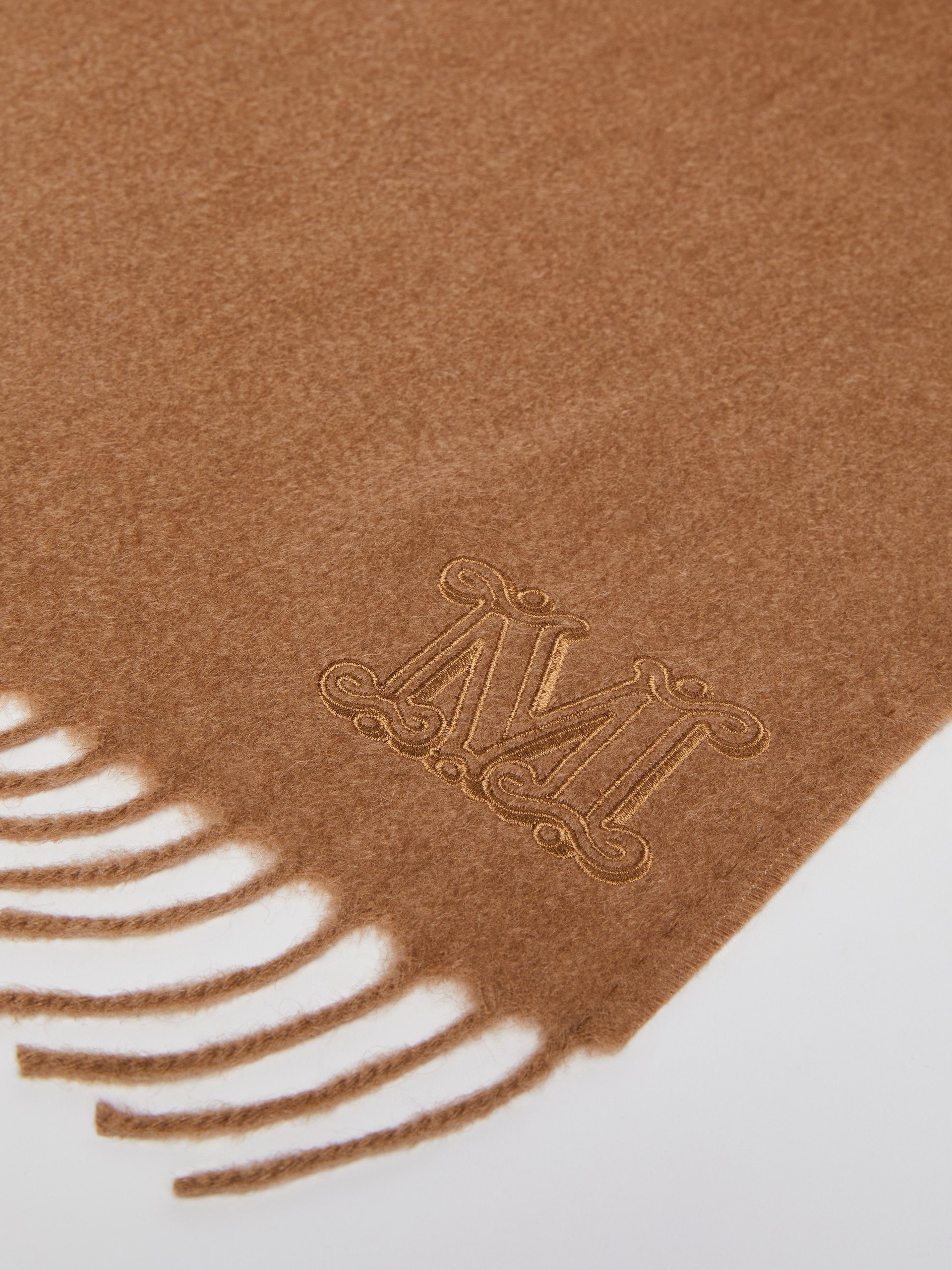WKCLARA Monogram-embroidered camel stole - 2