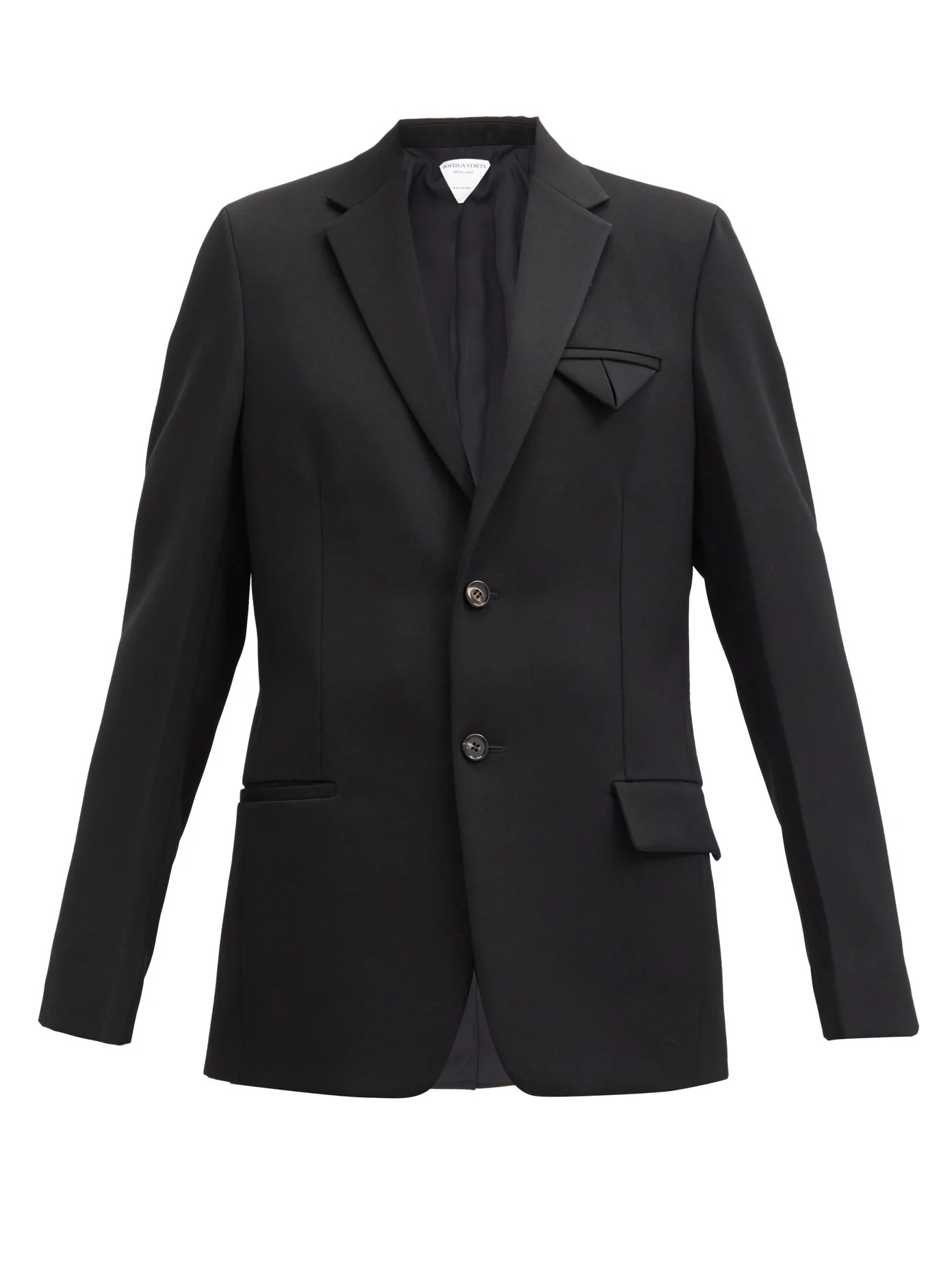 Single-breasted grain-de-poudre wool jacket - 1