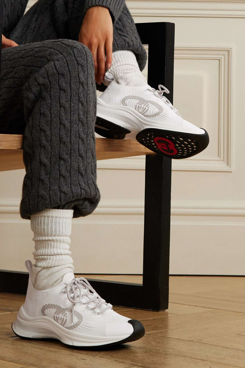 GUCCI Run rubber-trimmed stretch-knit sneakers outlook