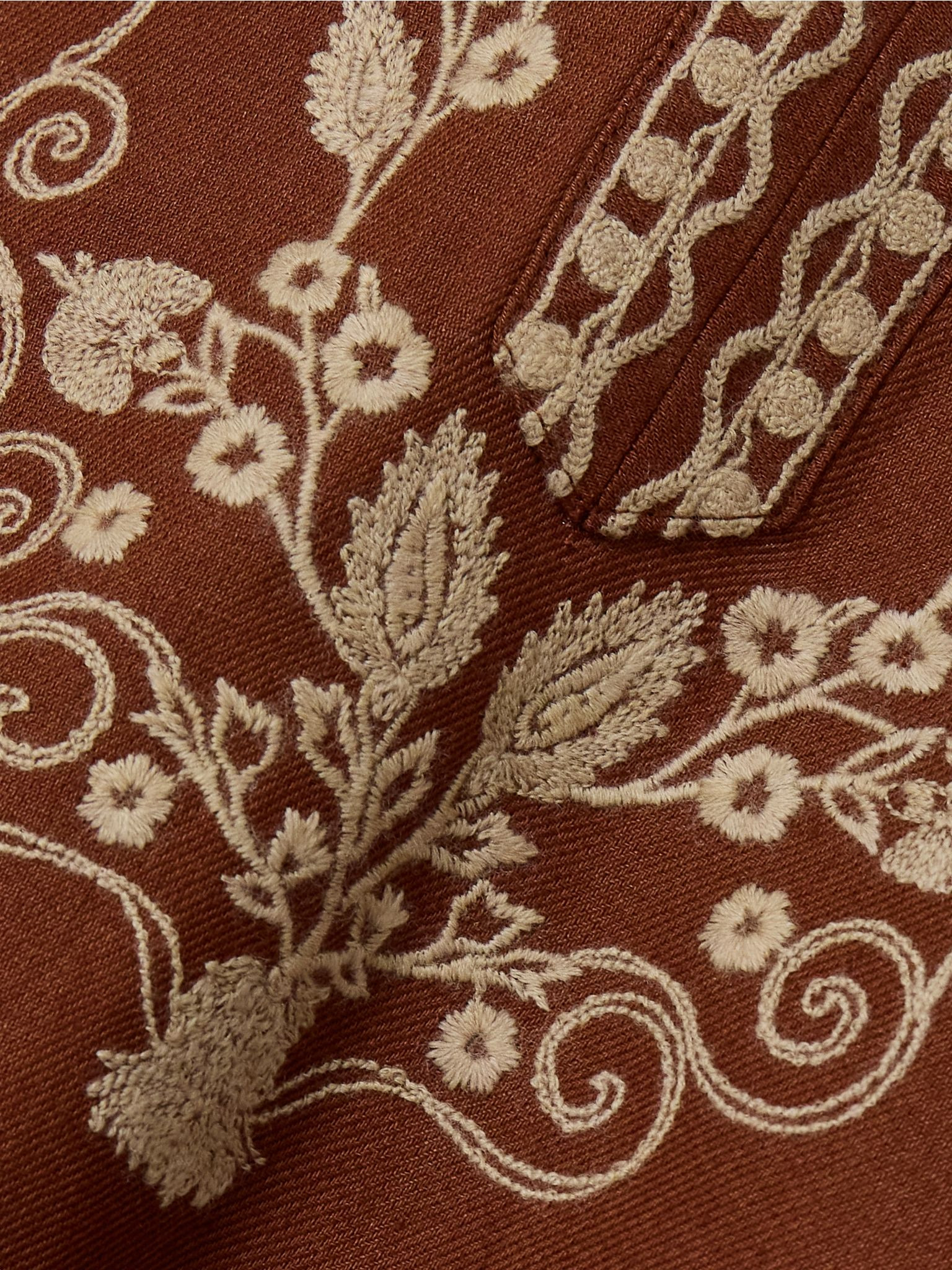 Embroidered linen kaftan Brown - 4