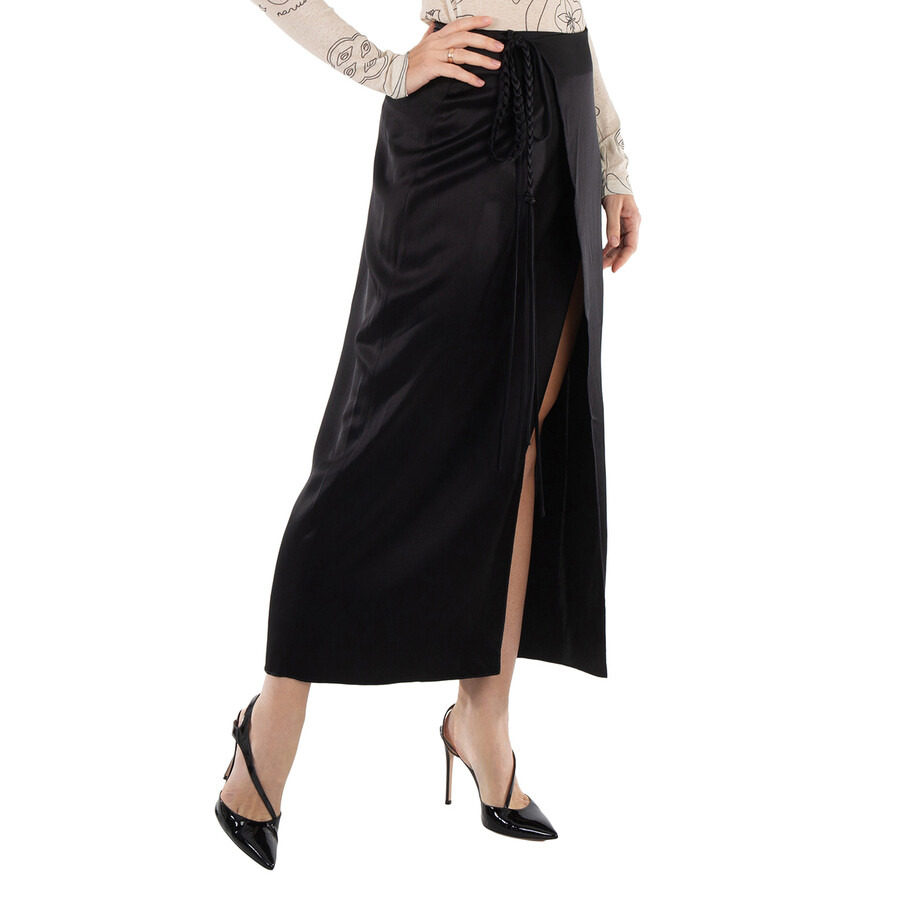 Nanushka Black Racha Satin Wrap Skirt - 2