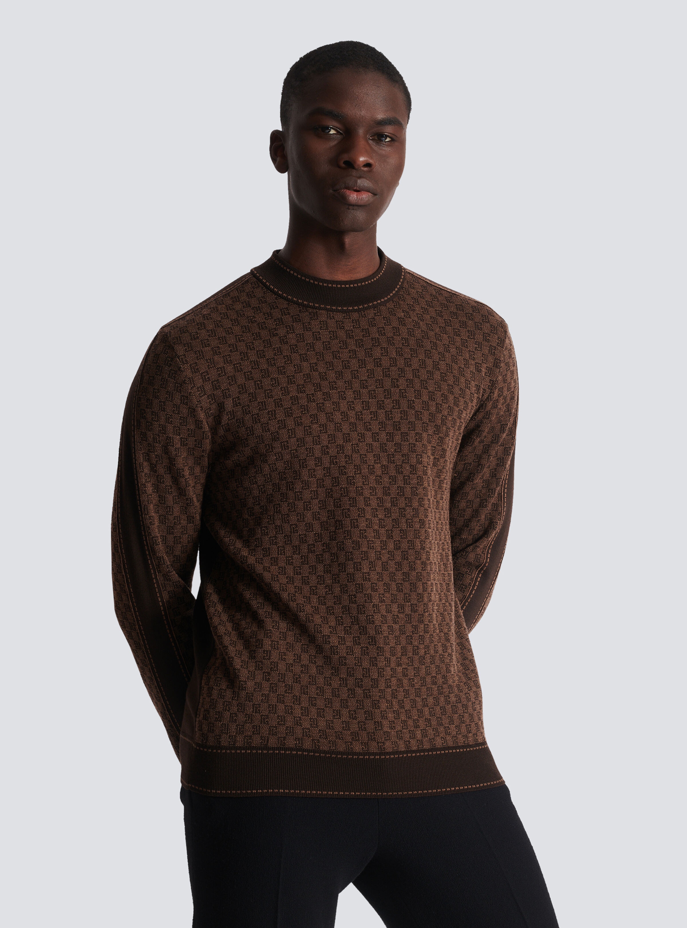 Balmain Knit jumper with mini monogram | REVERSIBLE