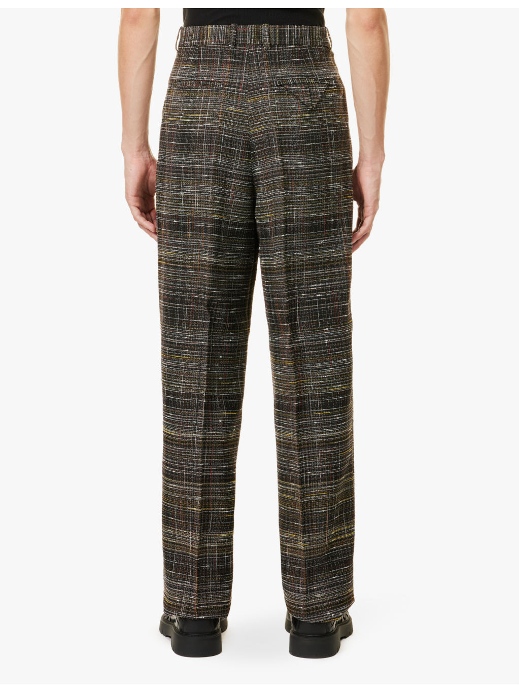 Pleated two-slip-pockets tapered-leg relaxed-fit woven-blend trousers - 4