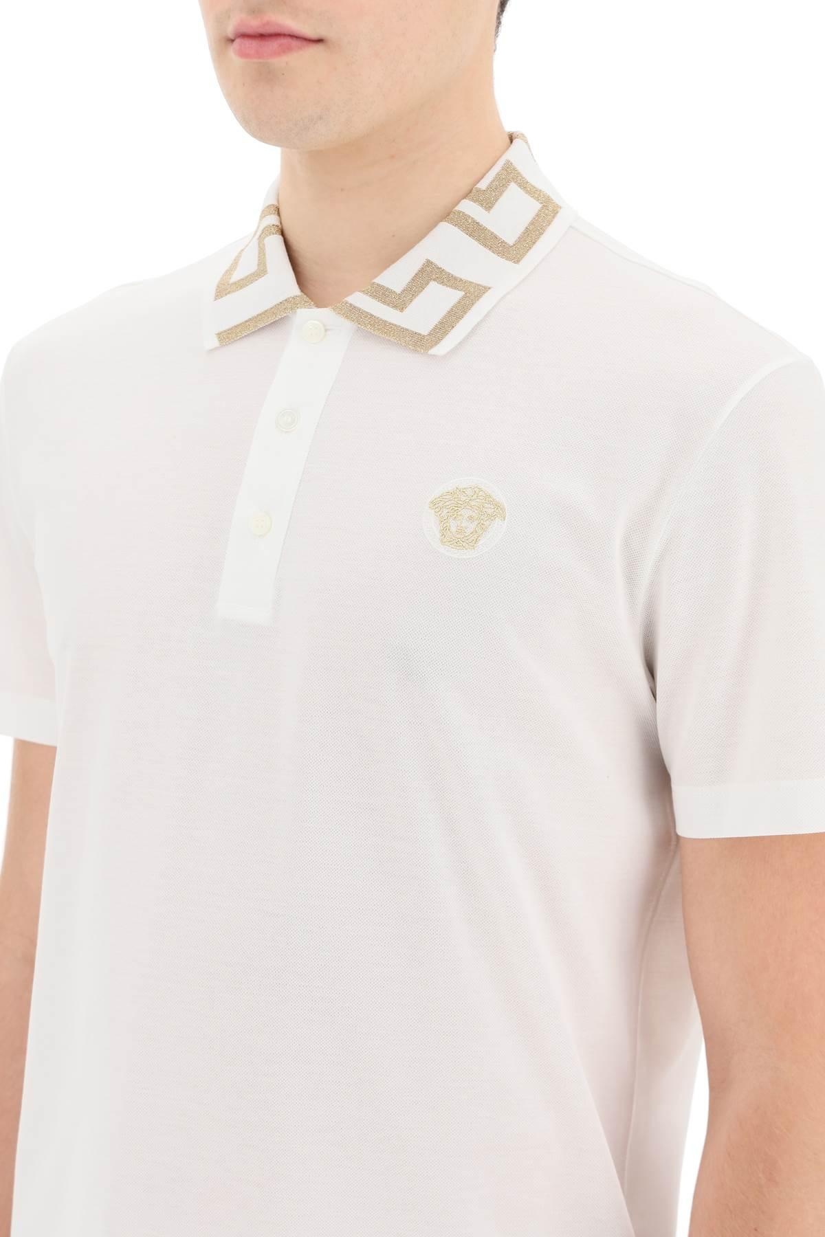 VERSACE TAYLOR FIT POLO SHIRT WITH GRECA COLLAR - 5