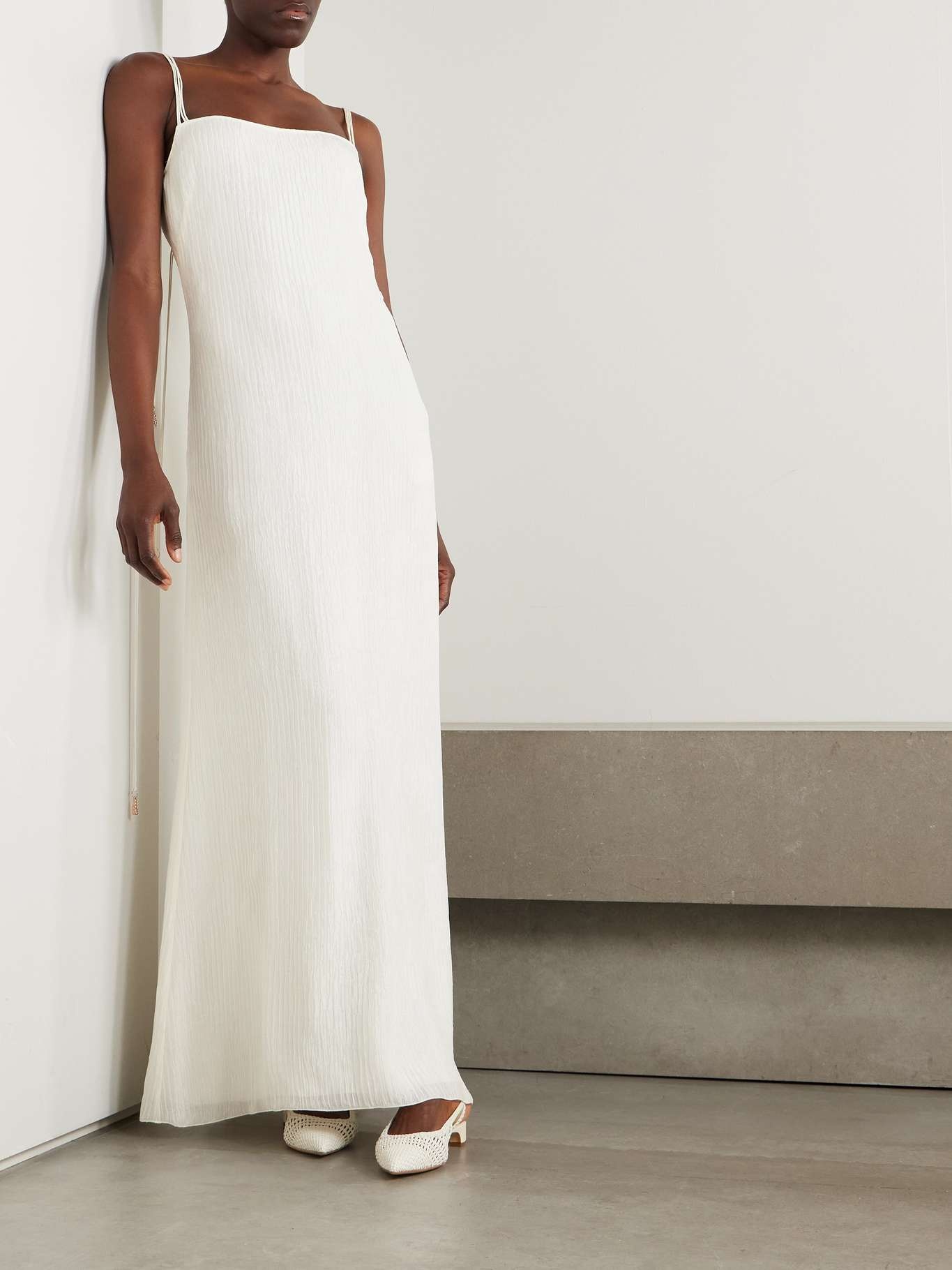 Avebury silk-plissé maxi dress Ivory - 2