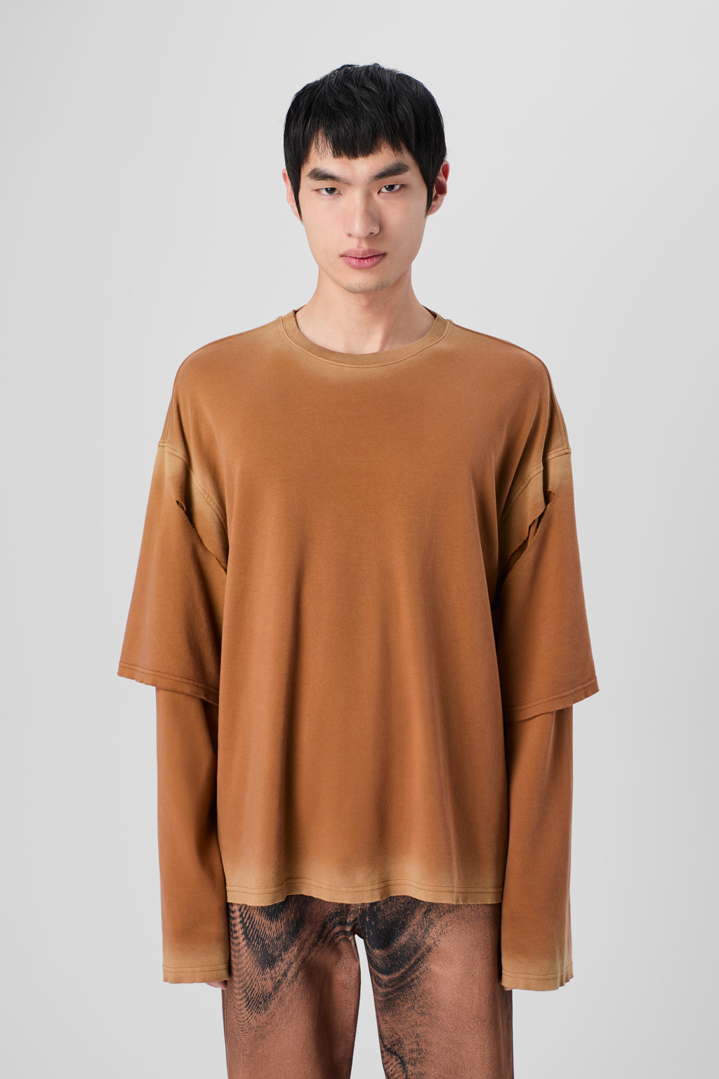 Faded terracotta organic cotton long sleeve T-Shirt - 2